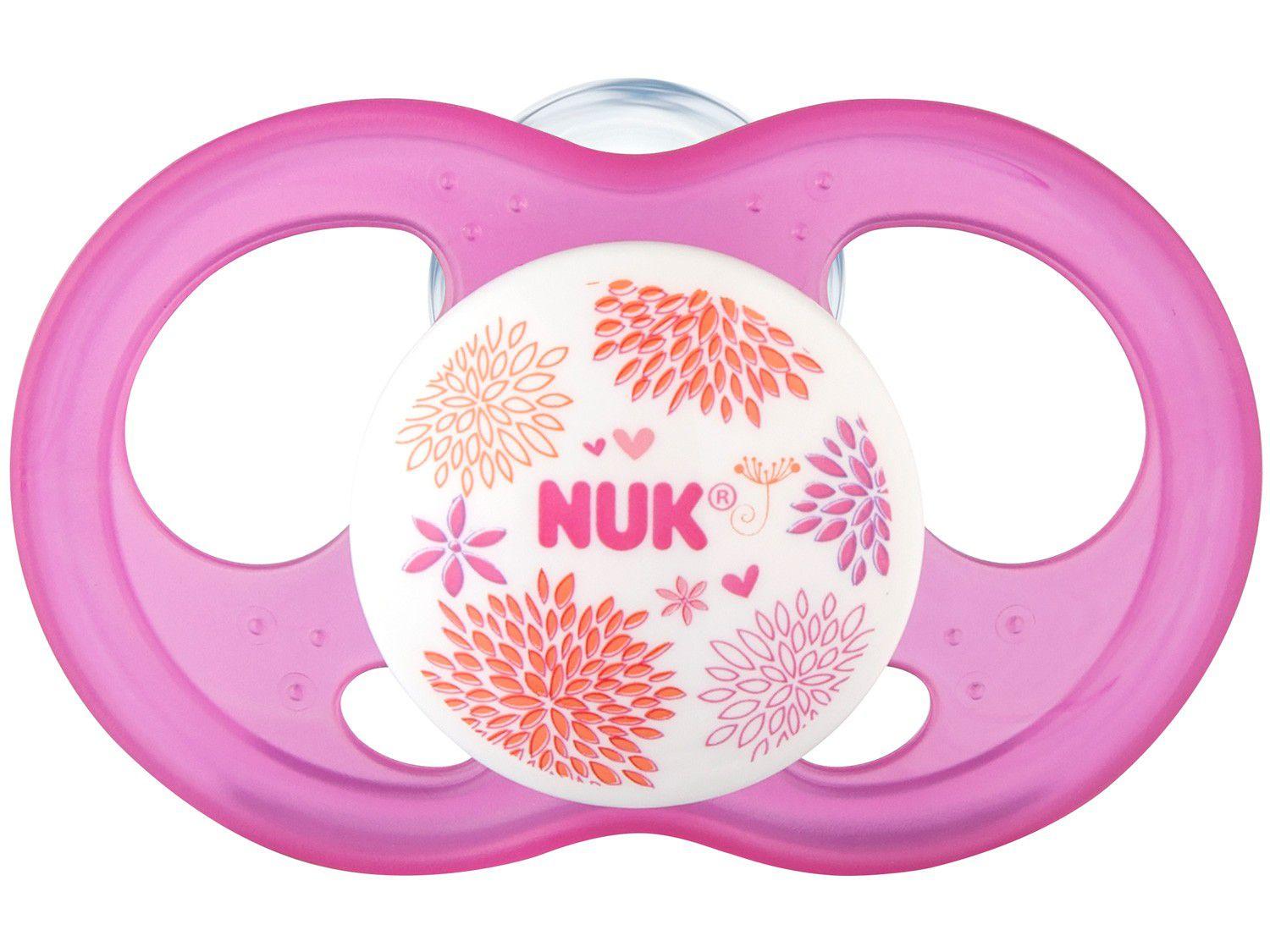 Chupeta Silicone Ortodôntico NUK Baby Care - Infinity Girl Classic Rosa 6 Meses