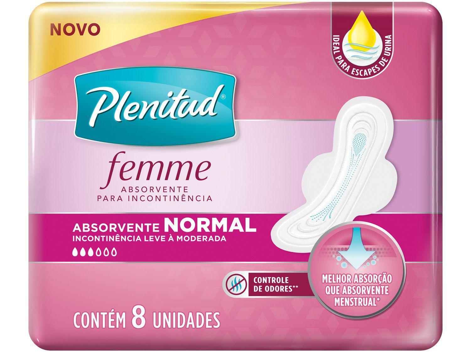 Absorvente para Incontinência Urinária Plenitud - Femme Normal com Abas 8 Unidades