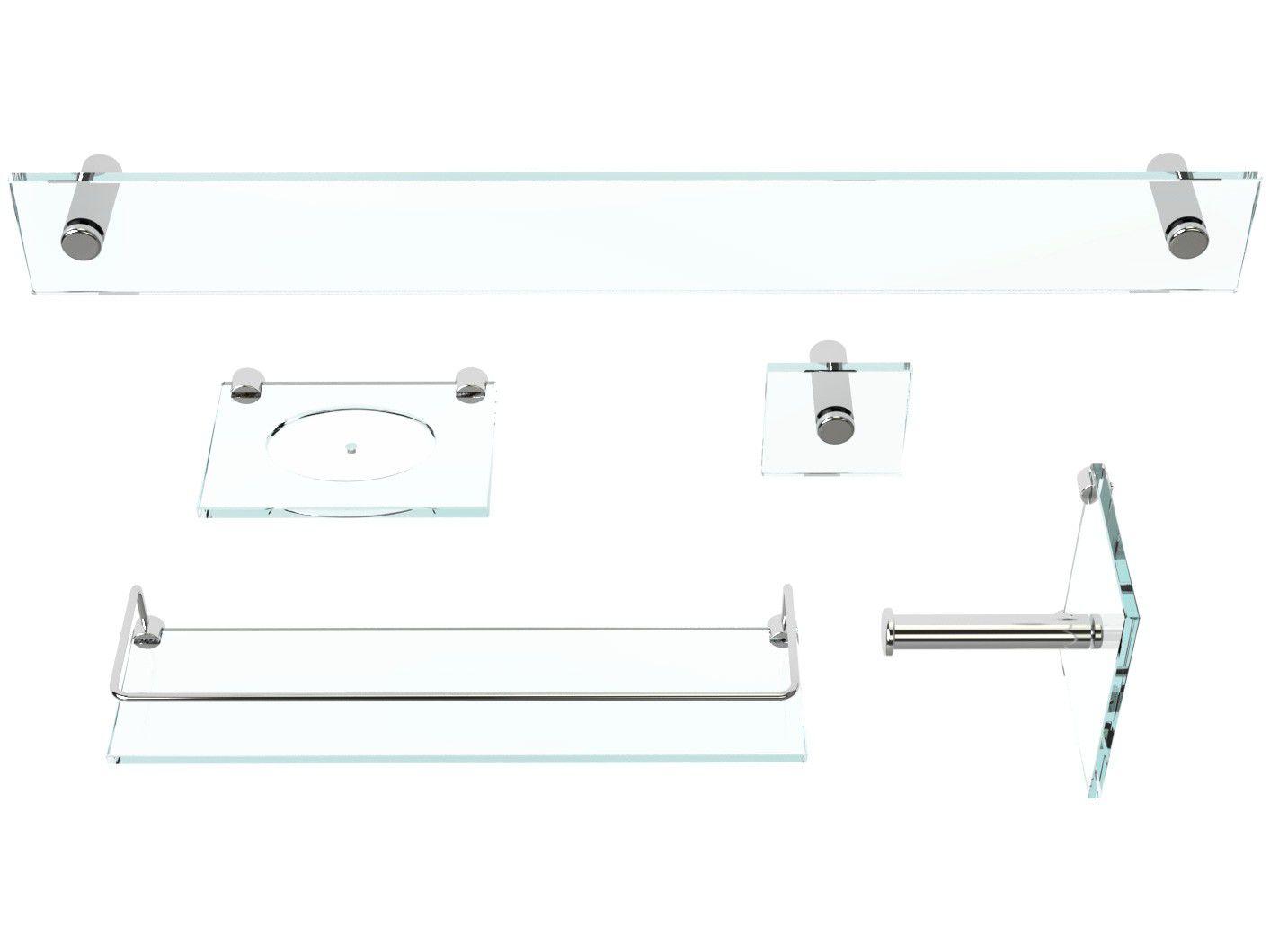 Kit Banheiro Vidro VB Cristais Vitru Colorati - 5 Peças