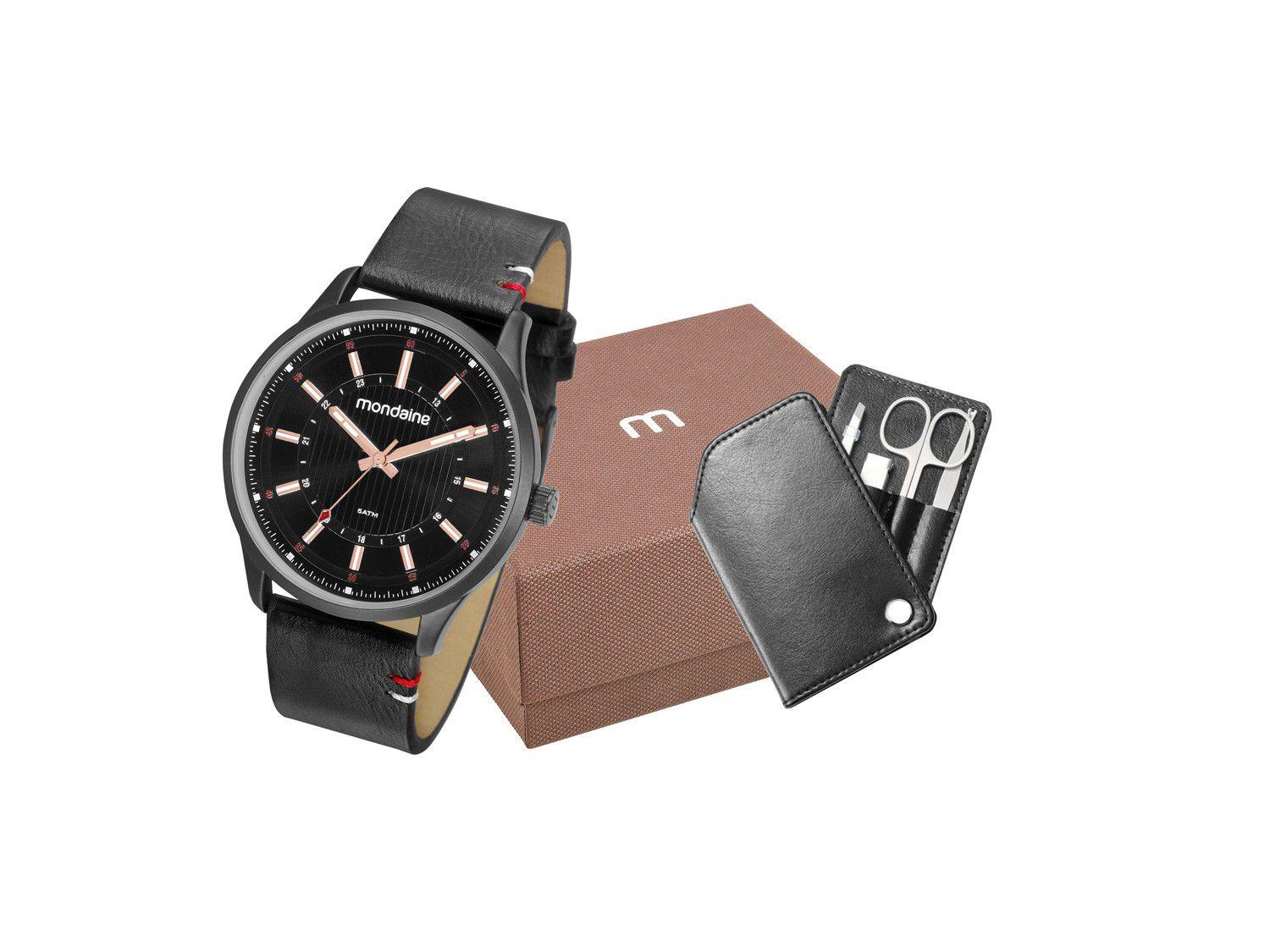 Relógio Masculino Mondaine Analógico - 53796GPMVPH1K1 Preto com Acessório