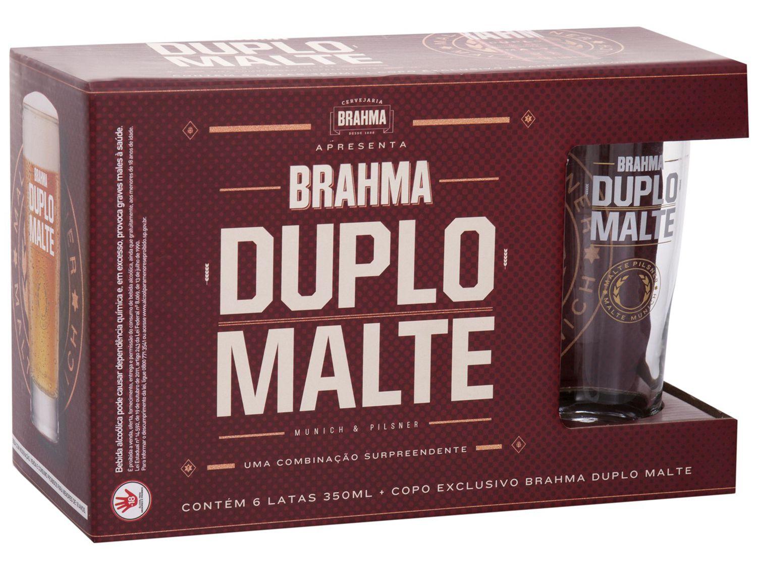 Kit Cerveja Brahma Duplo Malte Lager 6 Unidades - 350ml com Copo