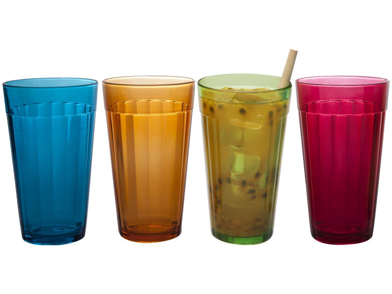 Jogo de Copos de Vidro 450ml 4 Peças - Copo Americano Color