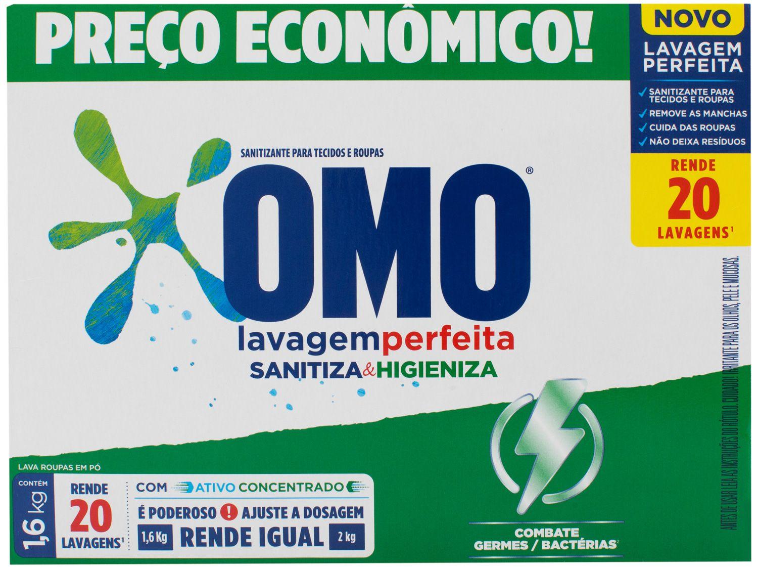 Sabão em Pó Omo Lavagem Perfeita - Sanitiza e Higieniza Concentrado 1,6kg