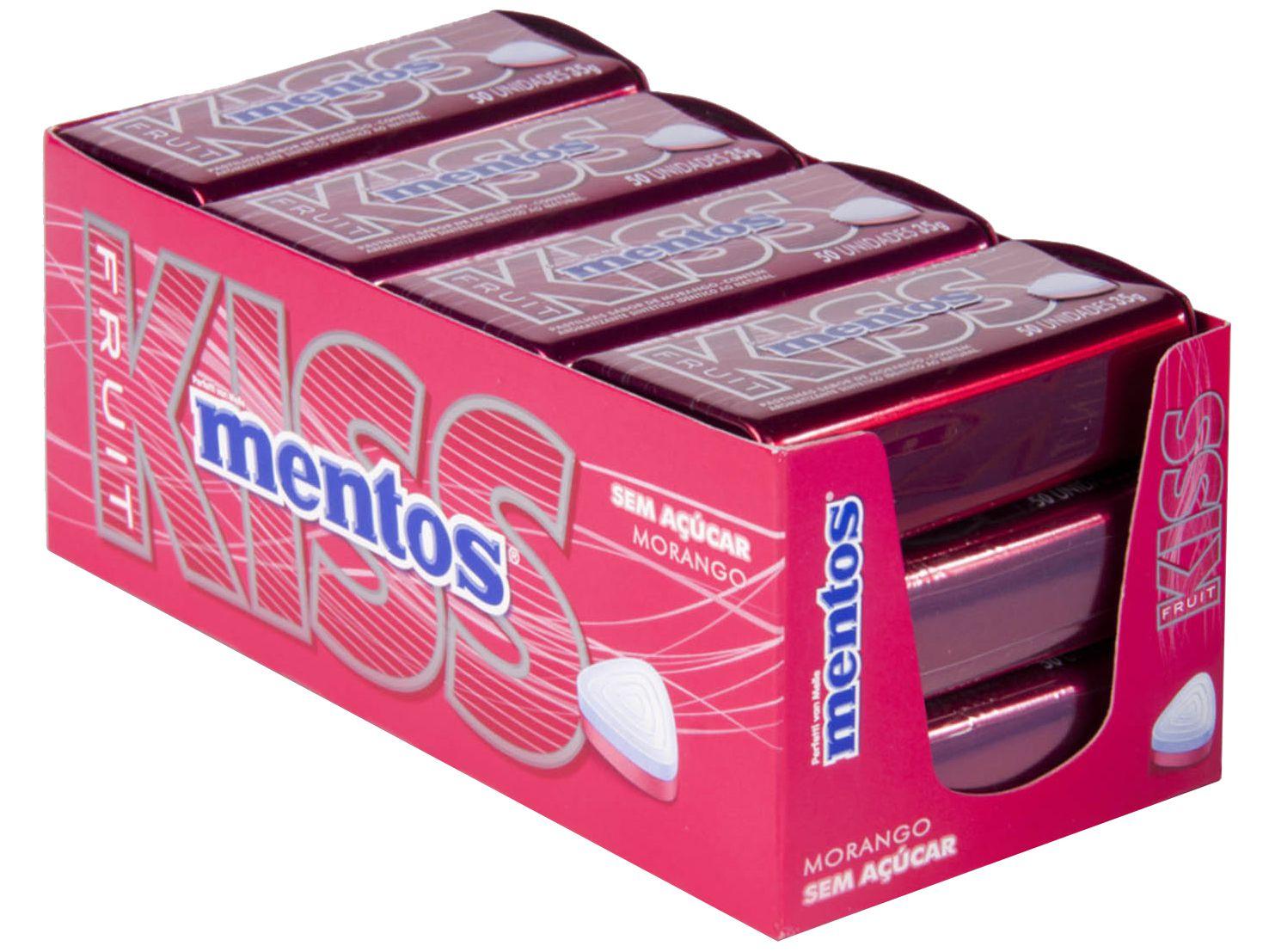 Pastilha Mentos Kiss Morango sem Açúcar 420g - Display