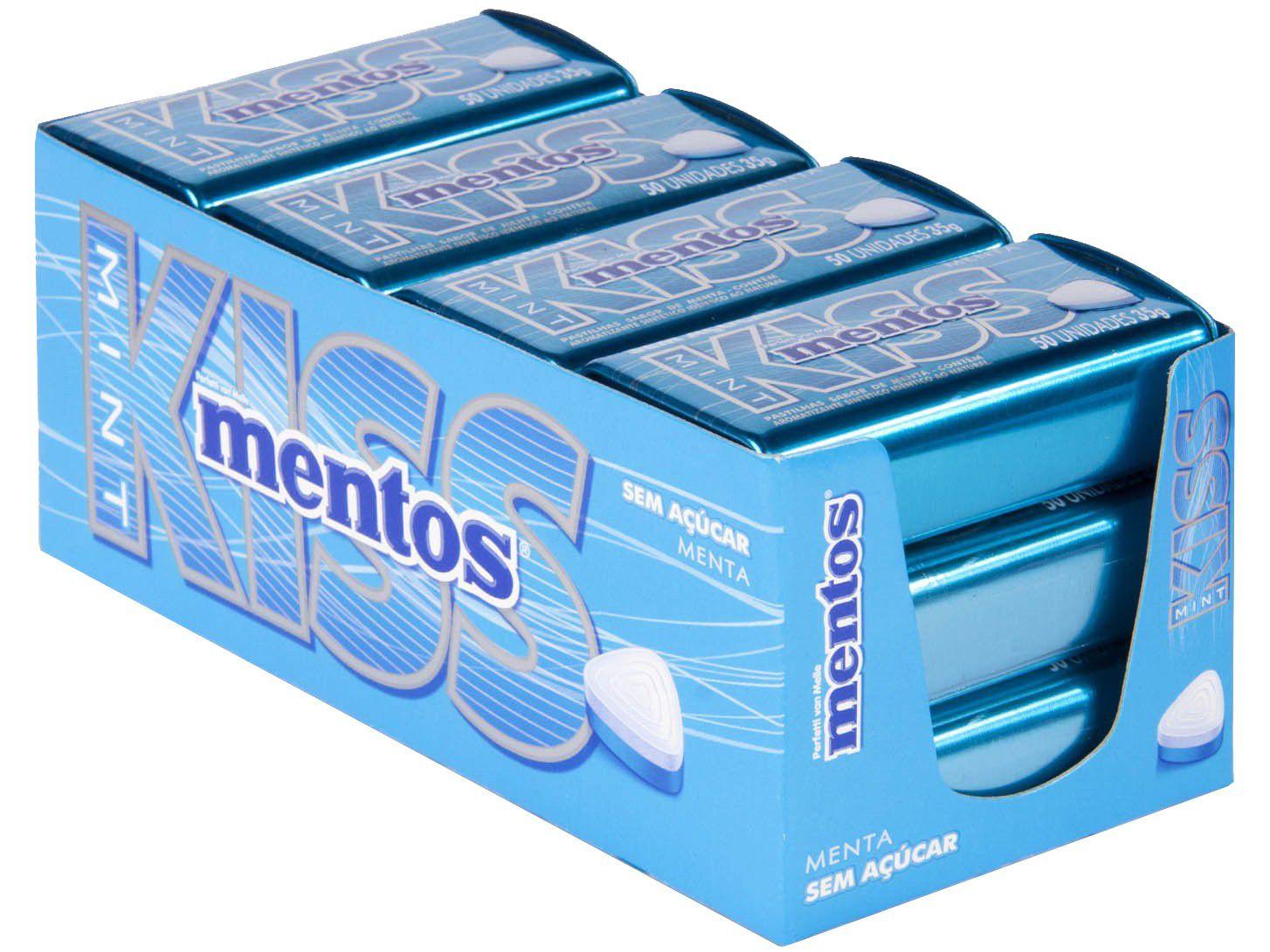 Pastilha Mentos Kiss Mint sem Açúcar 420g - Display