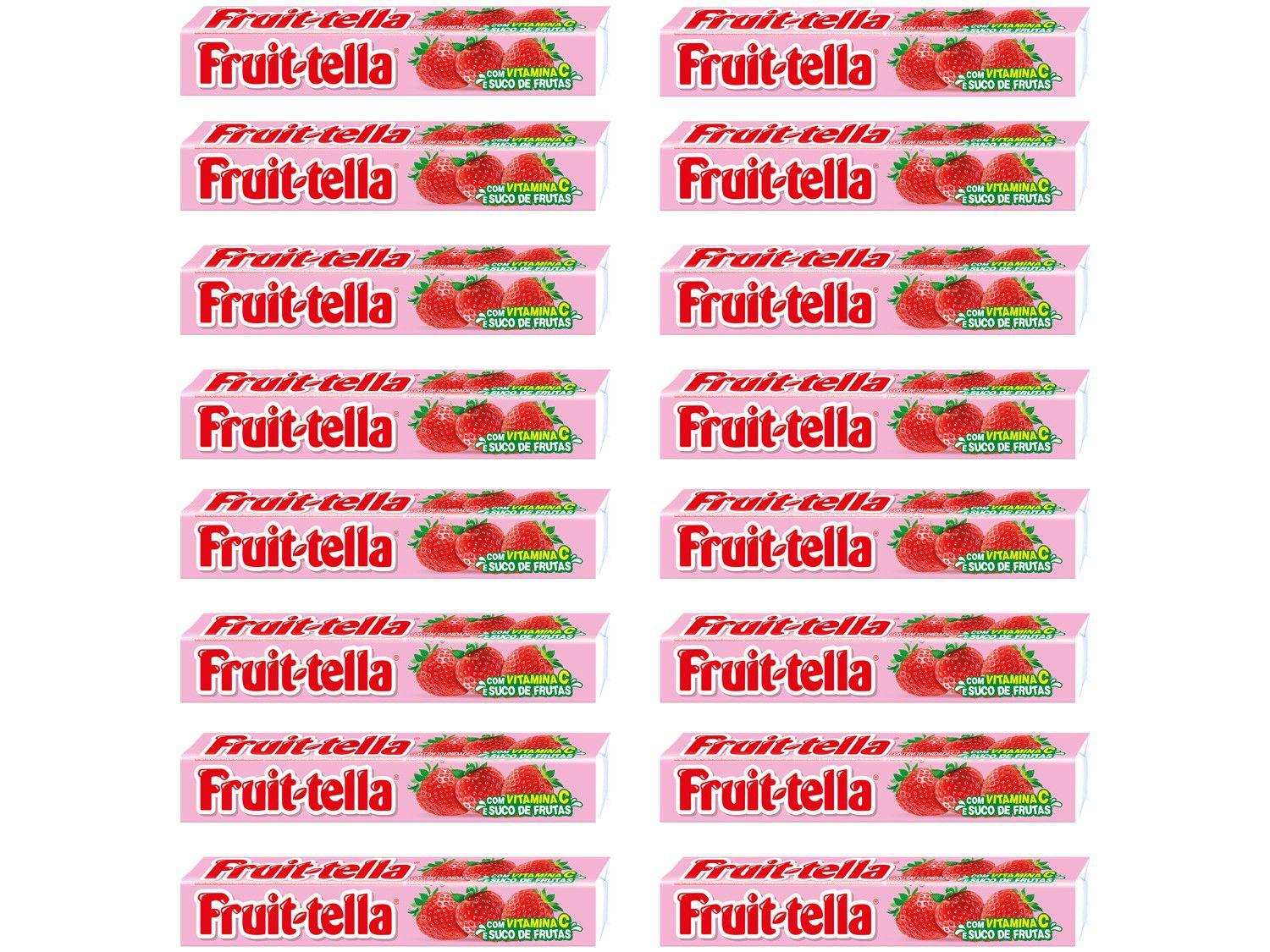 Bala Fruittella Morango com Vitamina C e Suco de - Frutas 640g Stick 16 Unidades