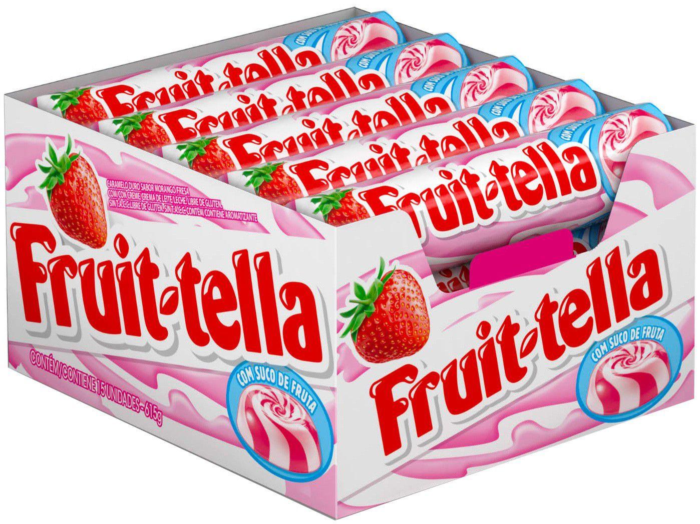Bala Fruittella Swirl Morango com Creme de Leite - Vitamina C e Suco de Frutas 615g Stick 15 Unidades