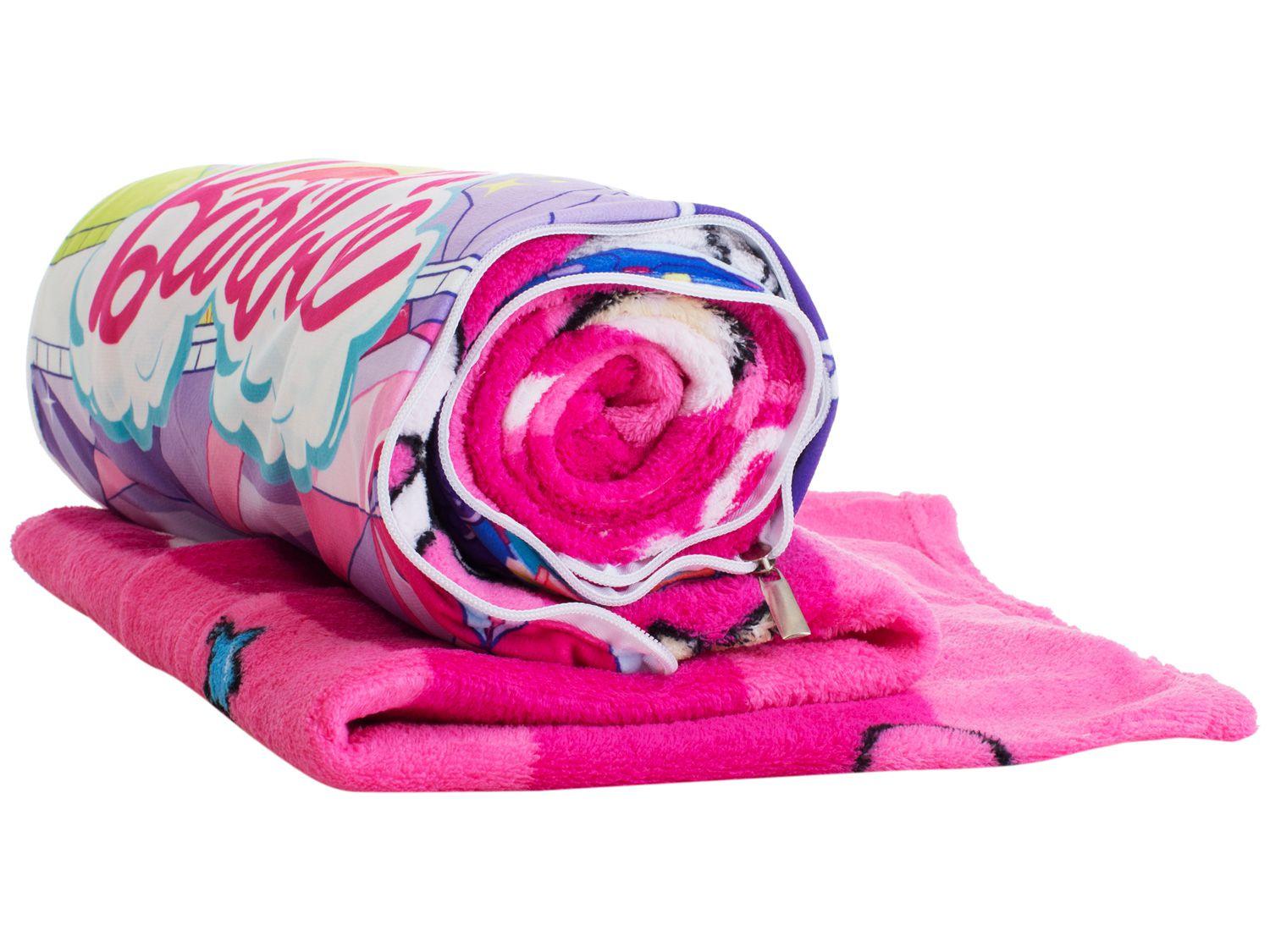 Manta Almofada Juvenil Jolitex Microfibra Mattel - Barbie Rosa