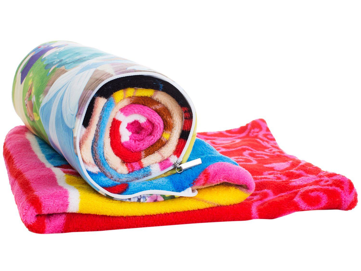 Manta Almofada Juvenil Jolitex Microfibra Disney - Princesas Rosa