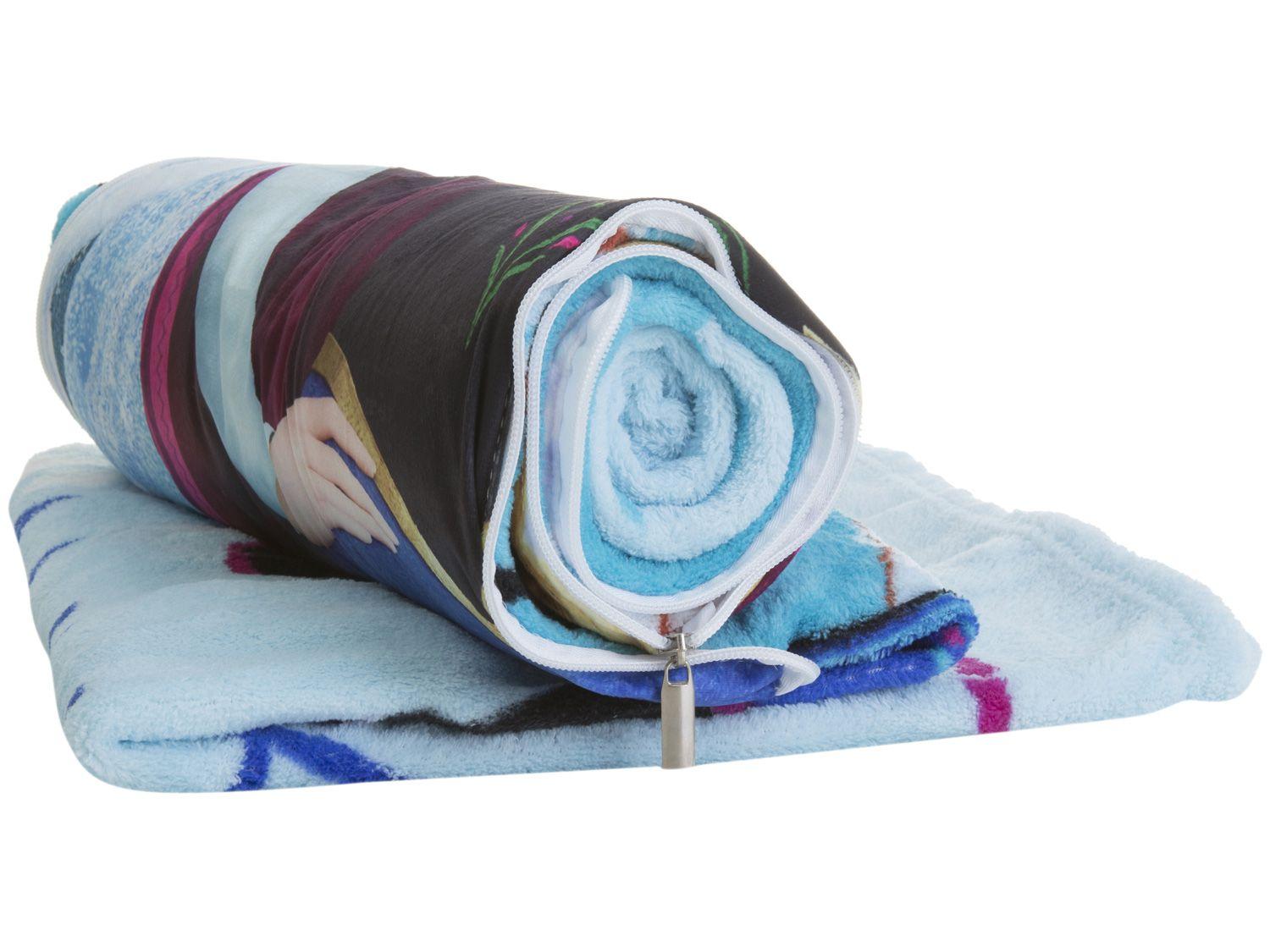 Manta Almofada Juvenil Jolitex Microfibra Disney - Frozen Azul