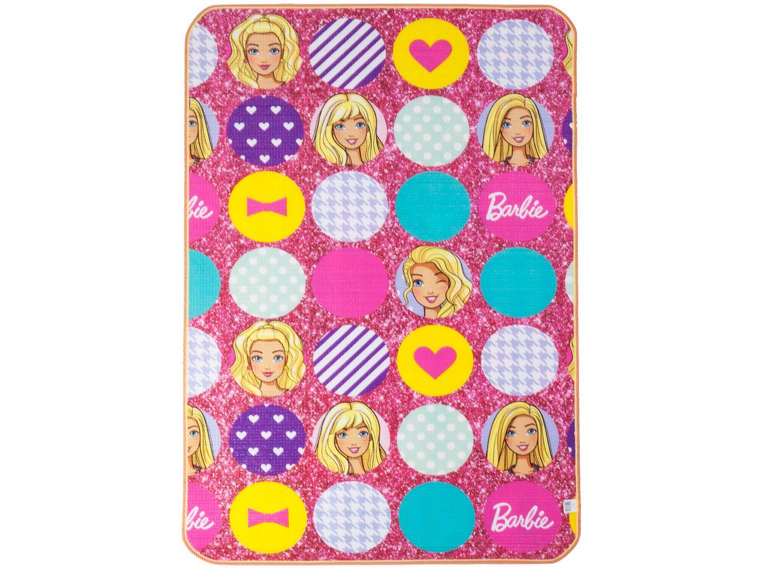 Tapete Infantil Barbie para Quarto Retangular - Recreio Mattel 120x180cm Jolitex