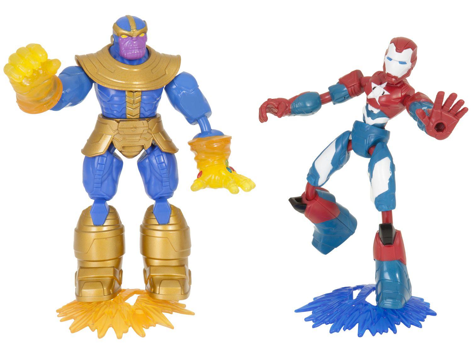 Boneco Marvel Avengers Vingadores Bend e Flex - Iron Patriot Vs Thanos 2 Peças e Acessórios Hasbro