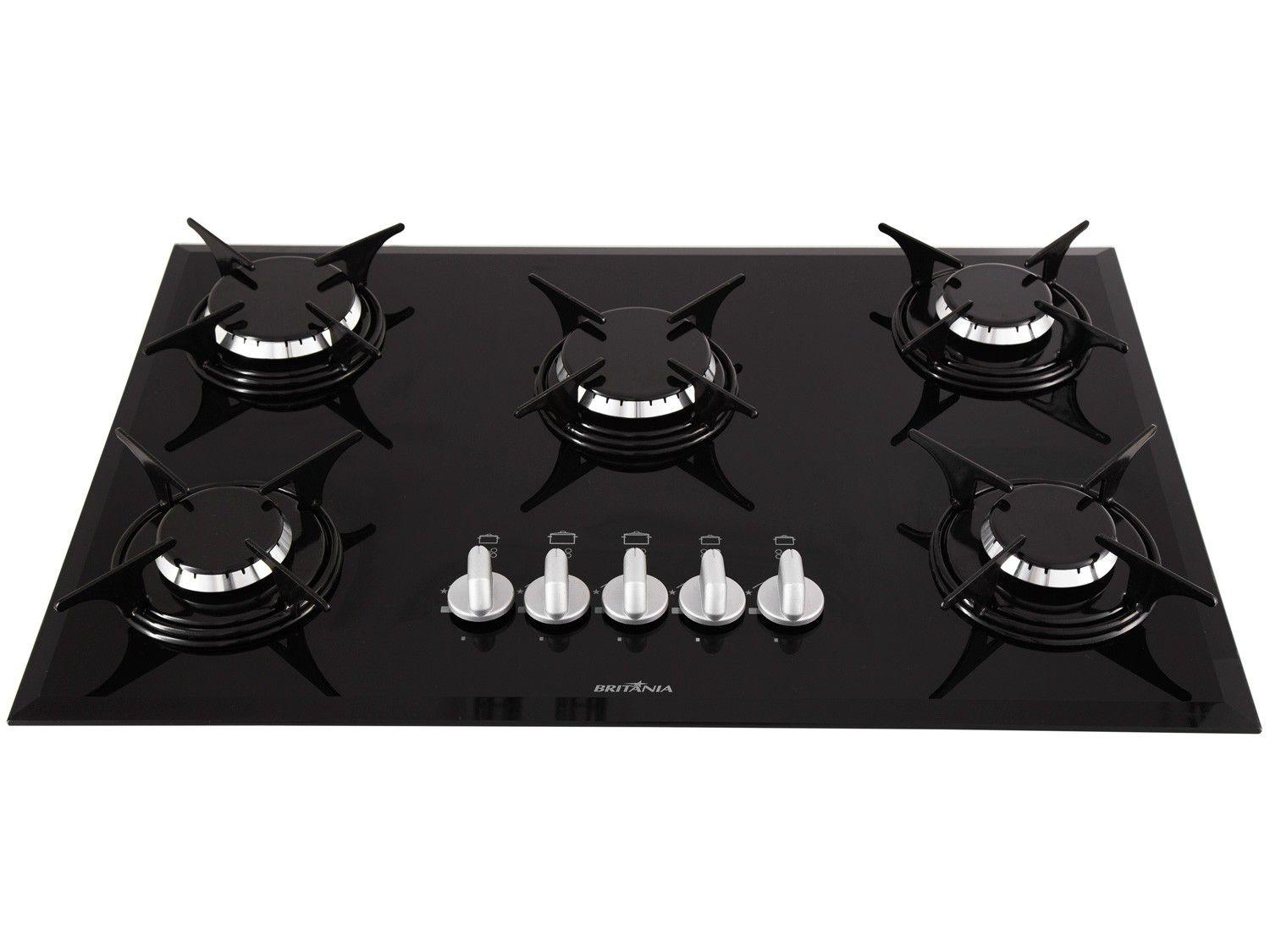 Cooktop 5 Bocas Britânia a Gás GLP Preto - BCT5P