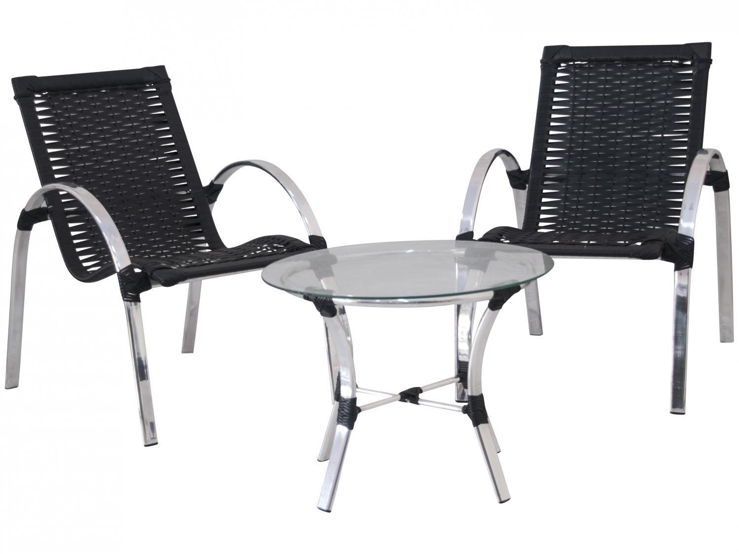 Conjunto de Mesa para Área Externa Alumínio - com 2 Cadeiras Famais Garden