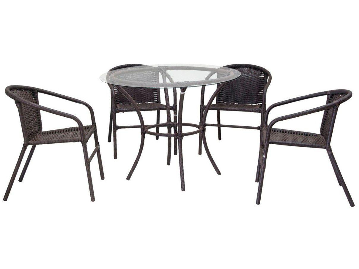 Conjunto de Mesa para Área Externa Ferro - com 4 Cadeiras Famais Salinas