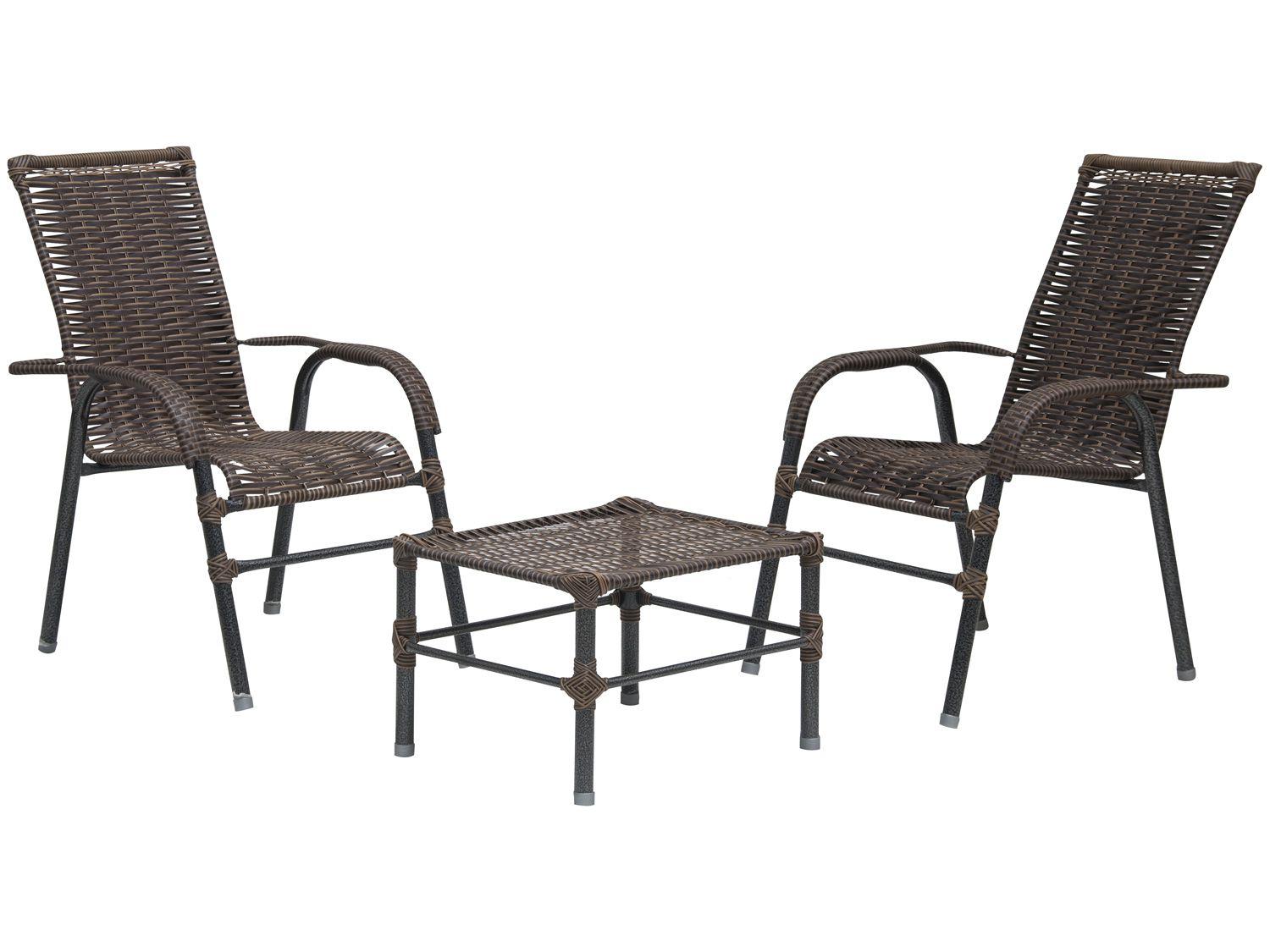 Conjunto de Mesa para Área Externa Ferro - com 2 Cadeiras Famais Bela