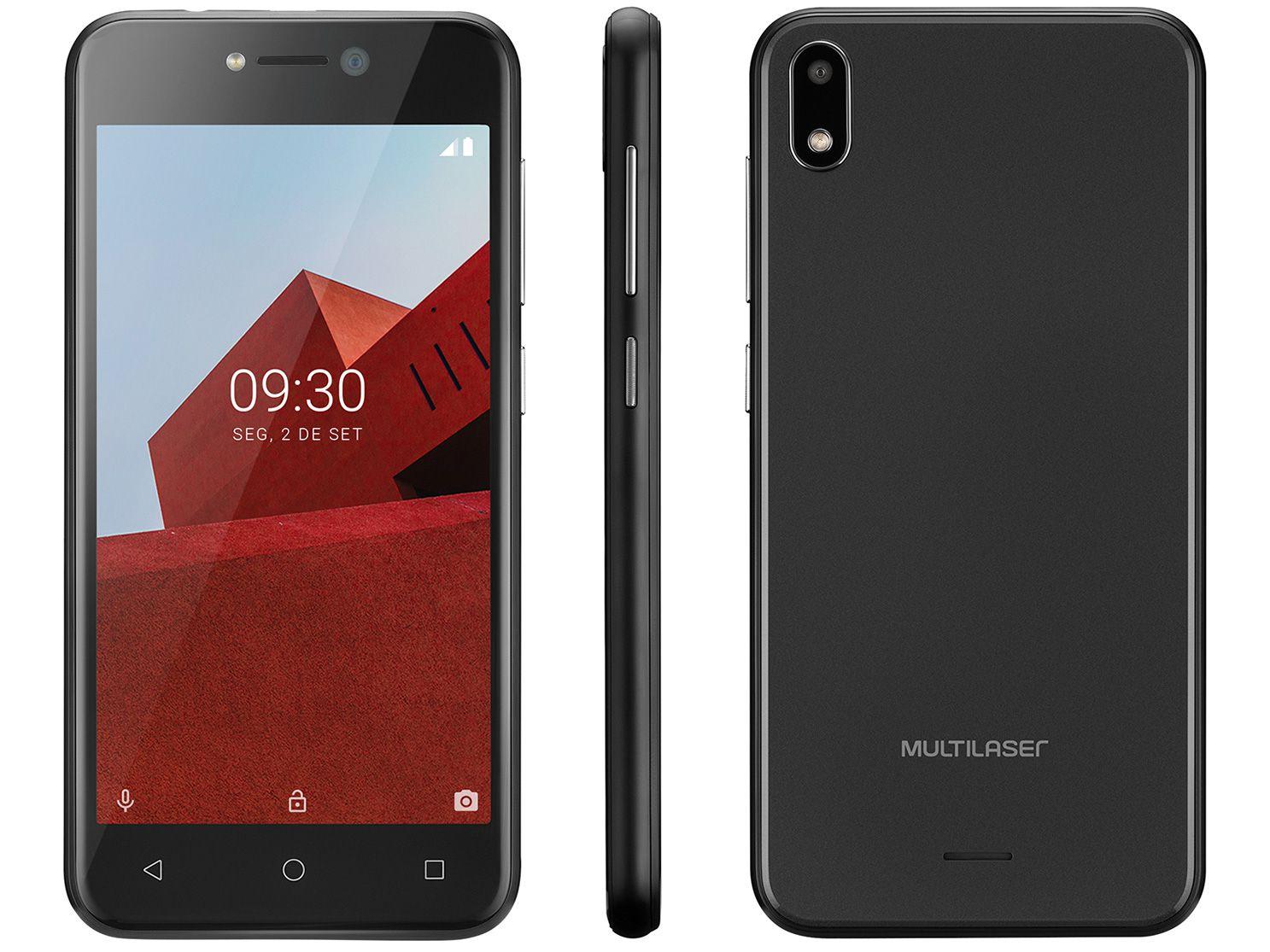 Smartphone Multilaser E P9128 32GB Preto 3G - Quad-Core 512MB 5" Câm. 5MP Dual Chip