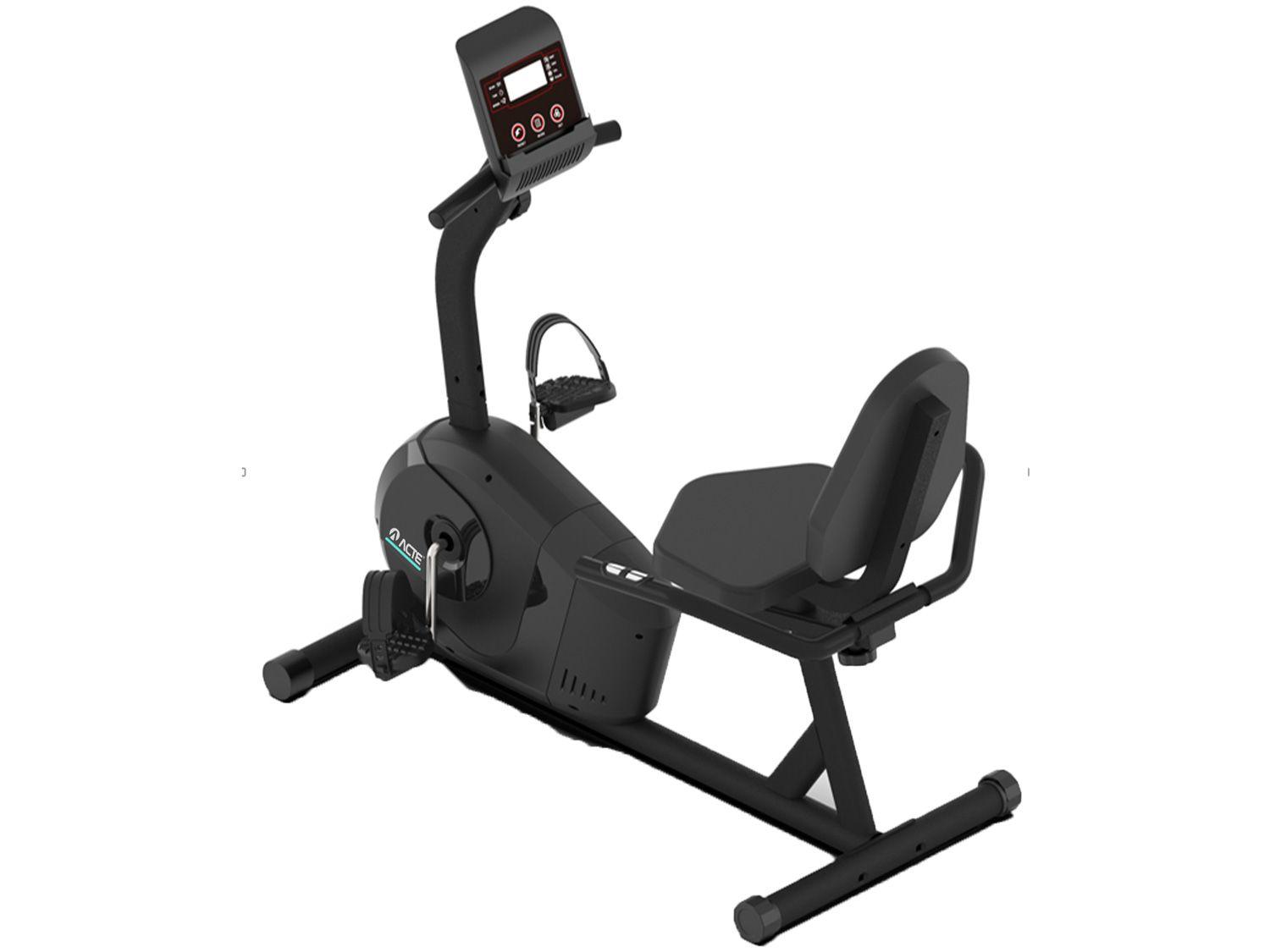 Bicicleta Ergométrica Horizontal Acte Sports E26 - Magnética 8 Níveis de Esforço 7 Funções