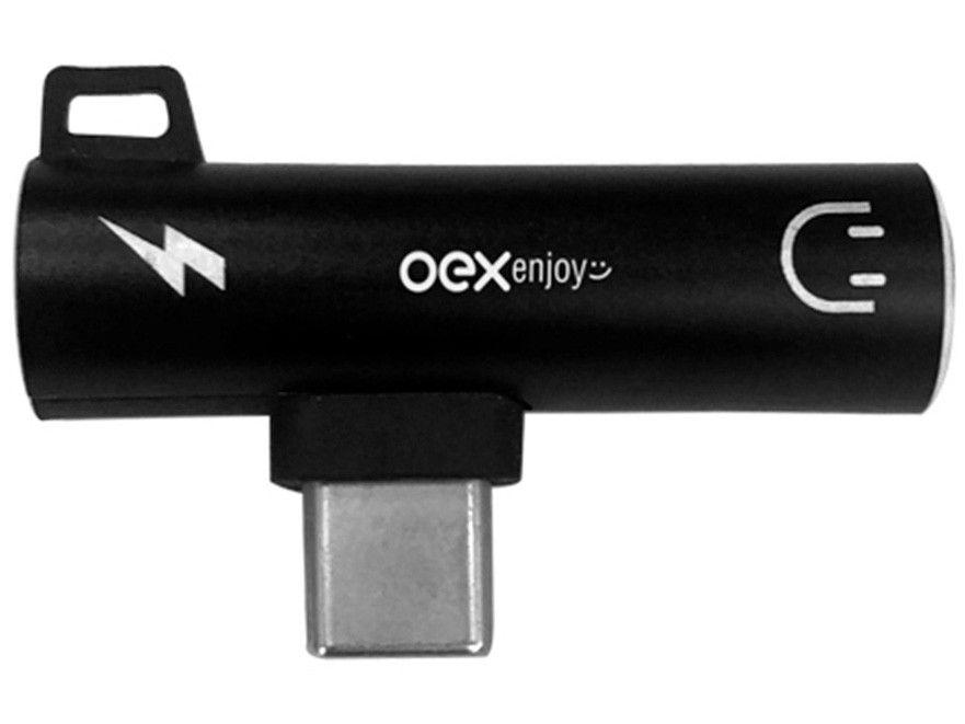 Adaptador TypeC para Saída TypeC e P2 - 2 em 1 OEX Enjoy AD201 Duo