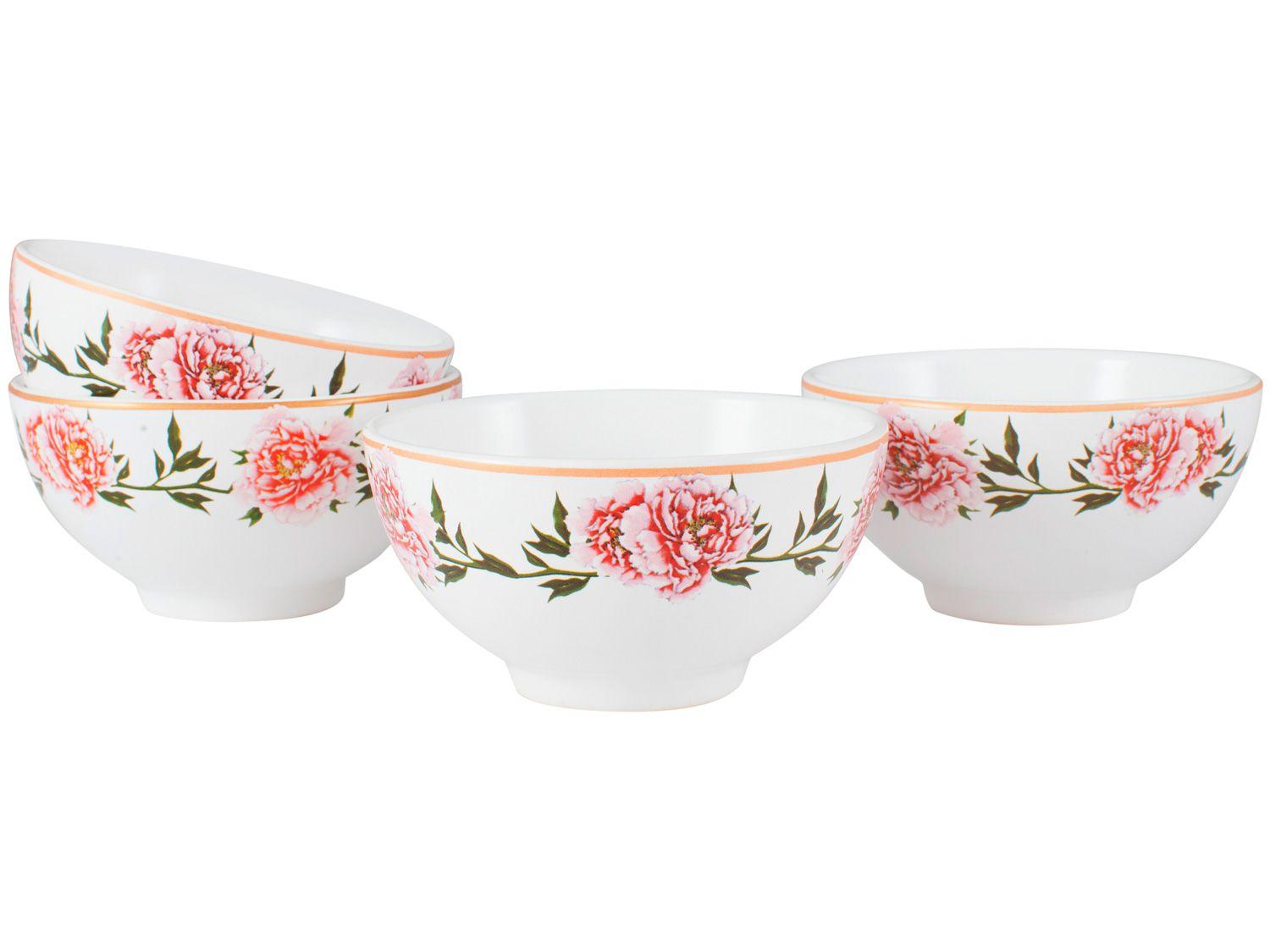 Conjunto de Bowls de Cerâmica Scalla - 500ml Concept Bouquet Rosa 4 Peças