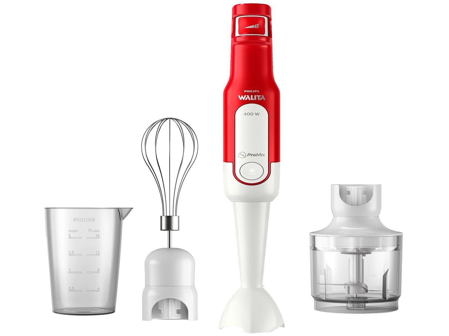 Mixer Philips Walita 3 em 1 Branco e Vermelho 400W - Daily RI2622/42 Speed Guidance