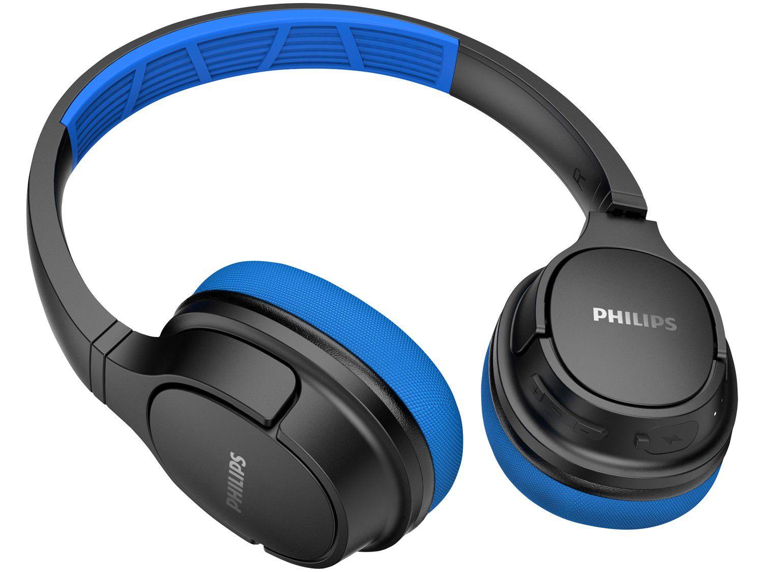 Fone de Ouvido Bluetooth Philips Série 4000 - TASH402BL/00 Esportivo com Microfone Preto e Azul