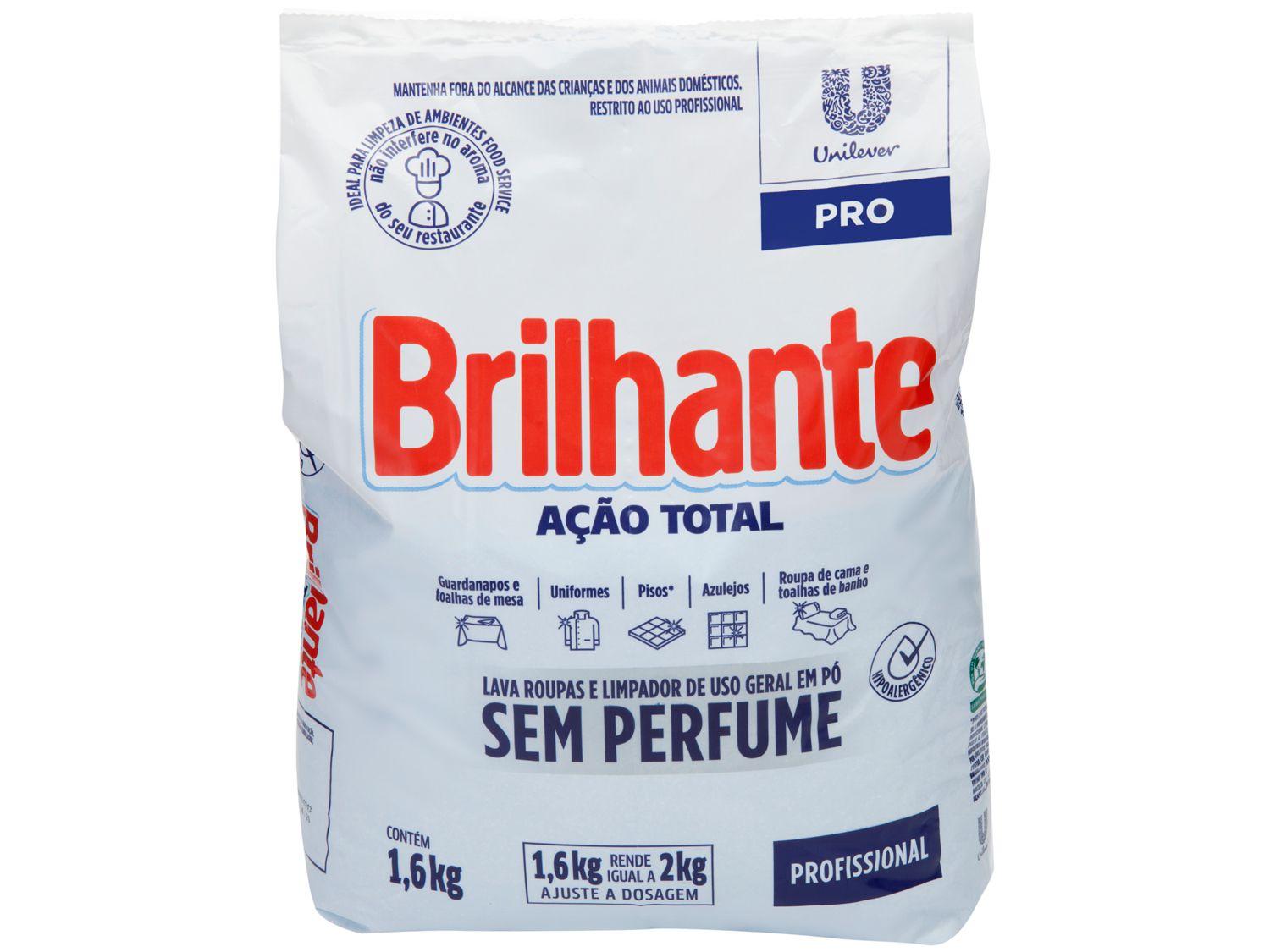 Sabão em Pó Brilhante Ação Total Pro - Sem Perfume Profissional Concentrado 1,6kg