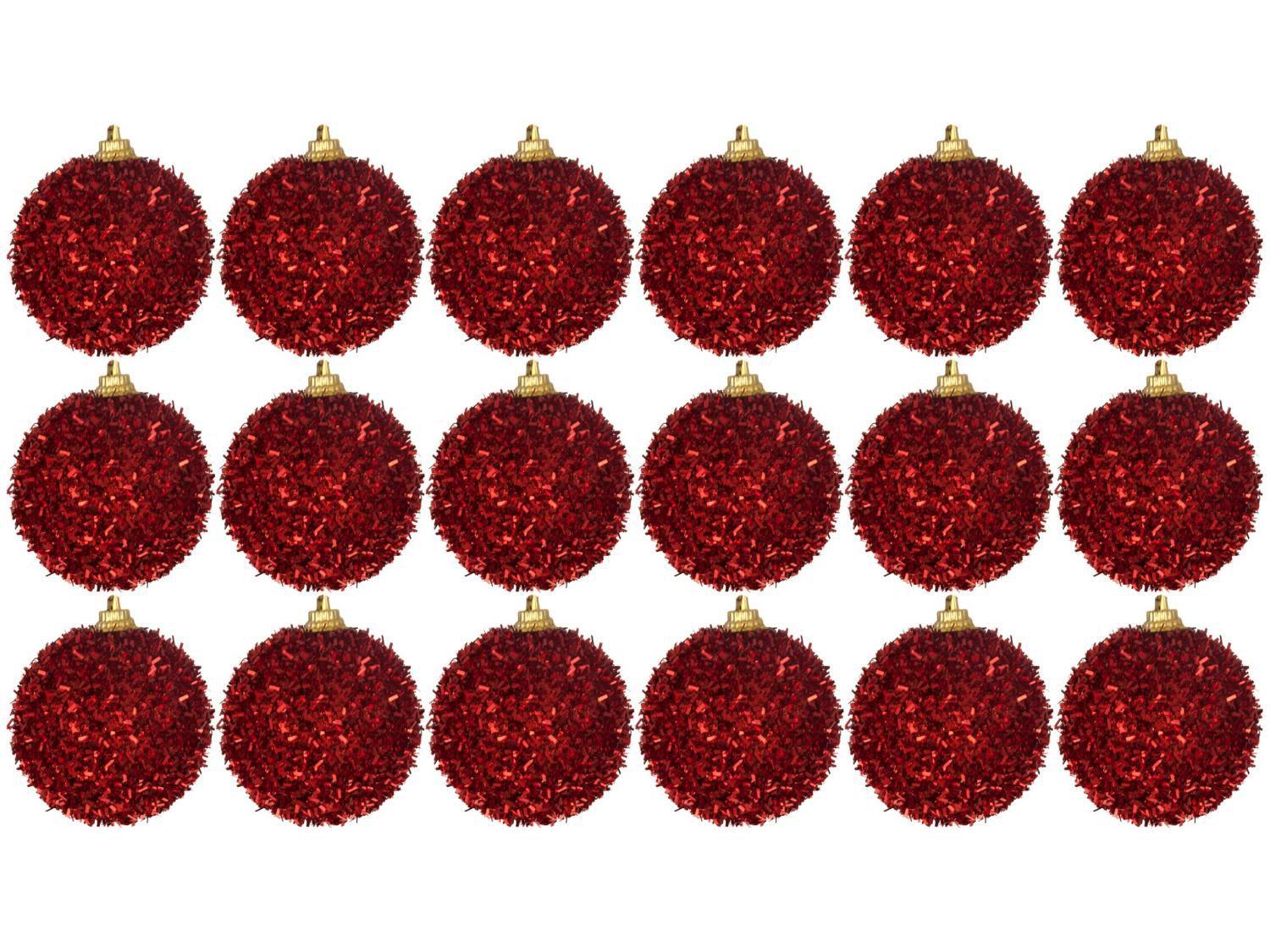Bola de Natal Vermelha com Glitter NATAL044M - Casambiente 6cm 18 Unidades