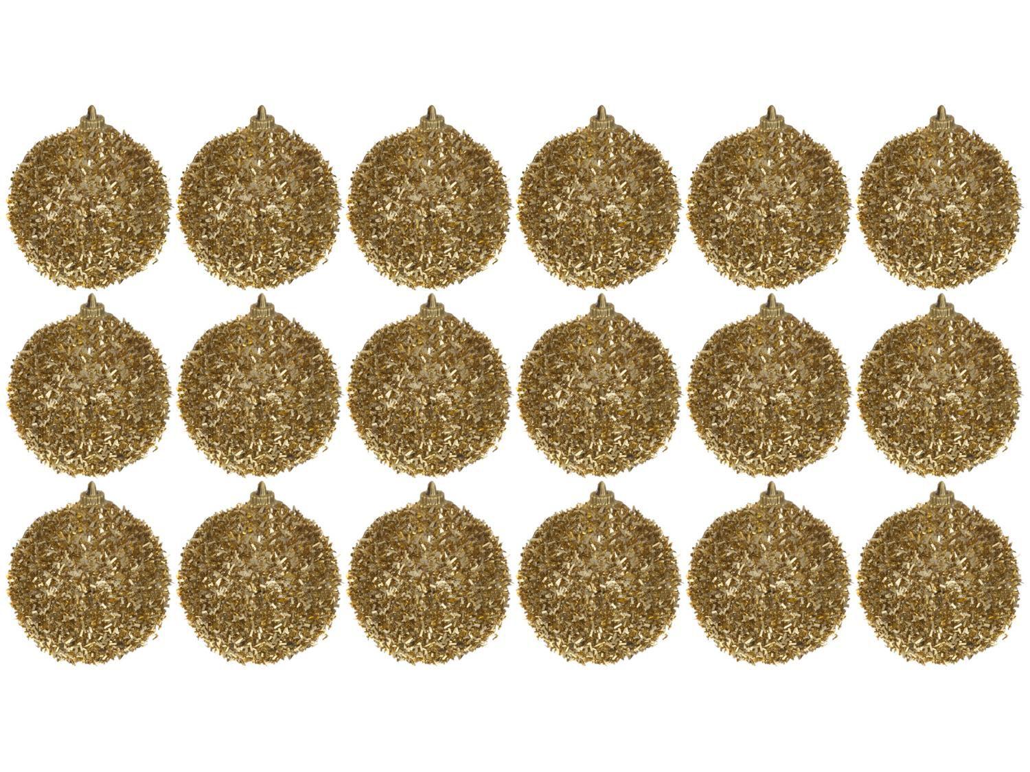 Bola de Natal Dourada com Glitter NATAL045M - Casambiente 6cm 18 Unidades