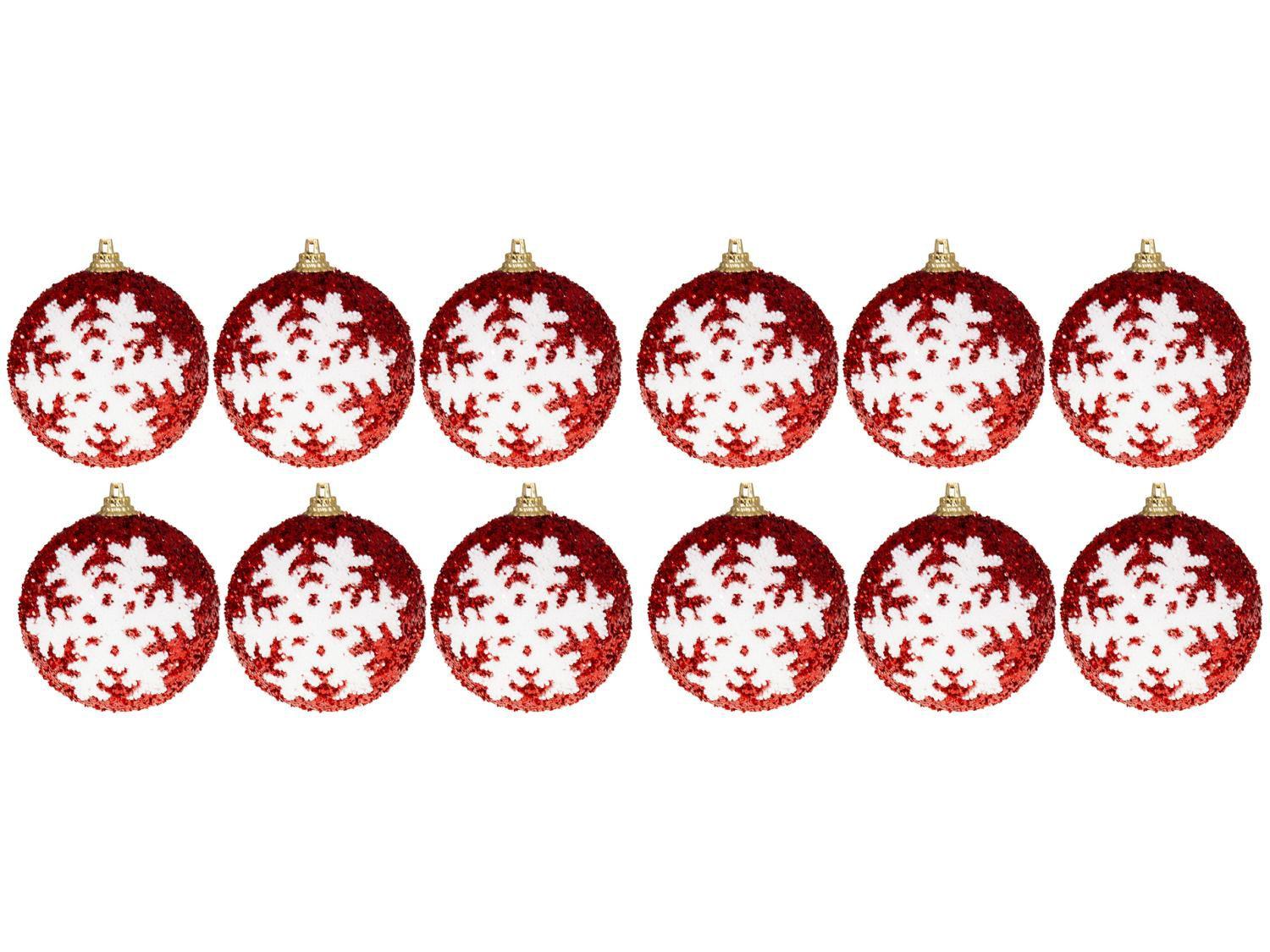 Kit Bola de Natal Vermelha e Branca com Glitter - NATAL051M Casambiente 7cm 12 Unidades