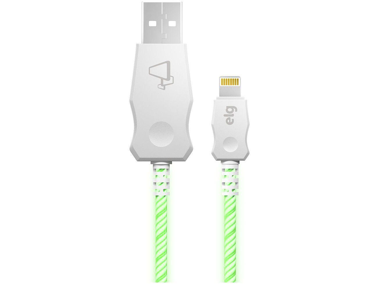 Cabo Lightning 1m Carga Rápida ELG - Iluminado LED