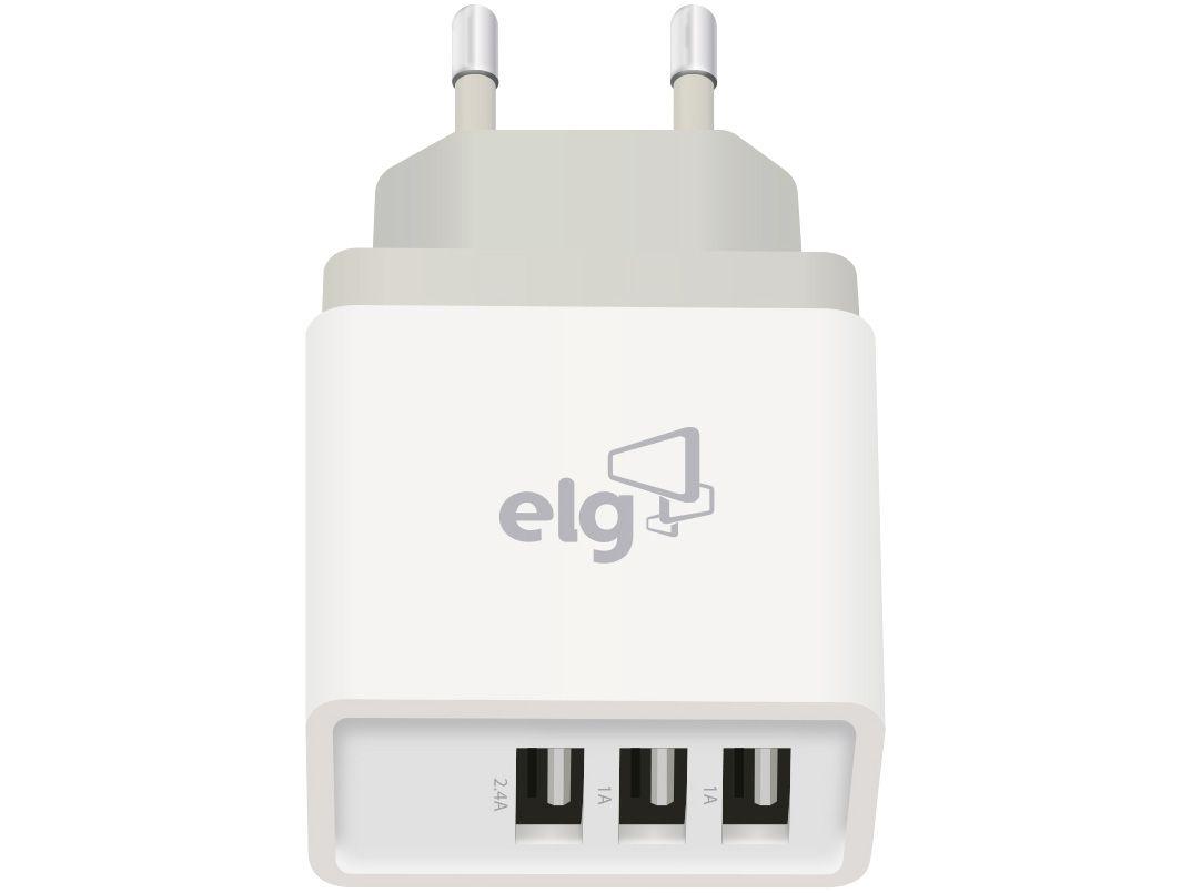 Carregador de Parede Carga Rápida Universal - 3 Entradas USB Elg Evolution WC3S