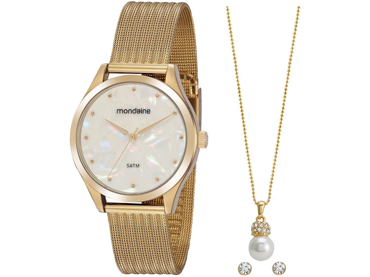 Relógio Feminino Mondaine Analógico - 99459LPMVDE1KB Dourado com Acessórios