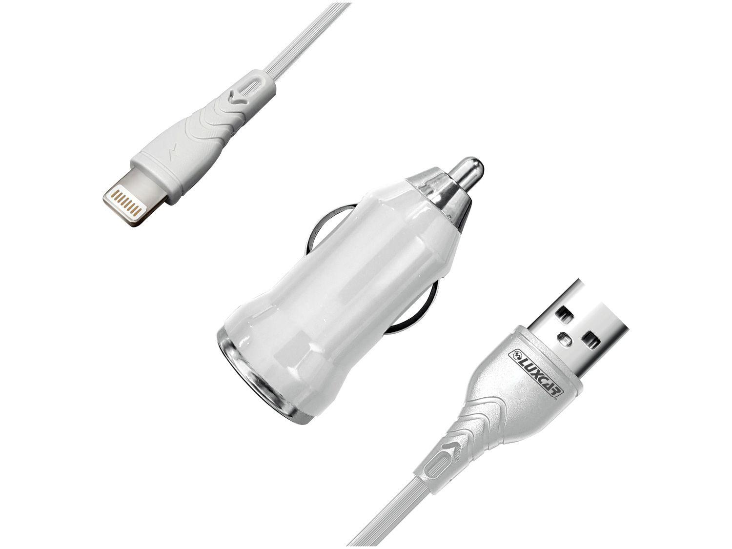 Carregador Veicular 1 Entrada com Cabo Lightning - 1m Luxcar 3727