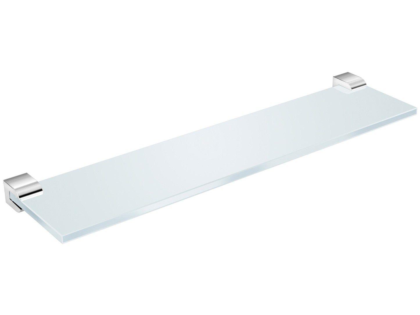 Prateleira para Banheiro Metal Cromado e Vidro - 40cm Escala Roca