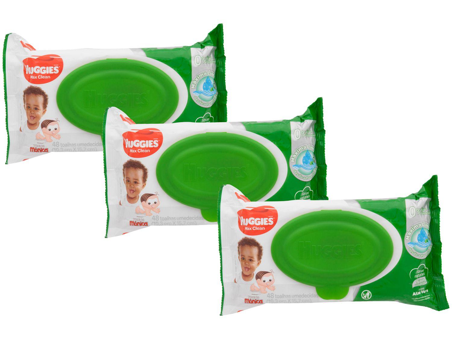 Kit Lenço Umedecido Huggies Max Clean - 6 Pacotes com 48 Unidades Cada