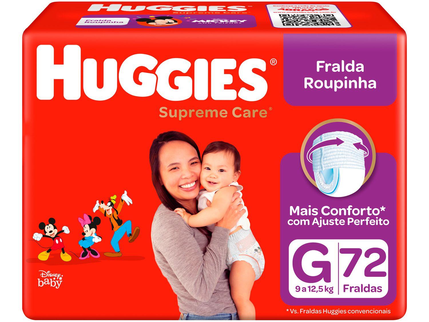 Fralda Huggies Supreme Care Roupinha Calça - Tam. G 9kg a 12,5kg 72 Unidades