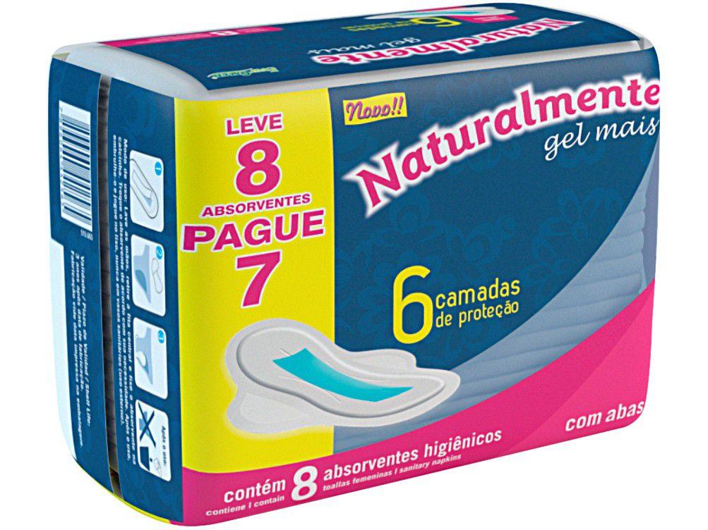 Absorvente Naturalmente Gel Mais com Abas - 8 Unidades