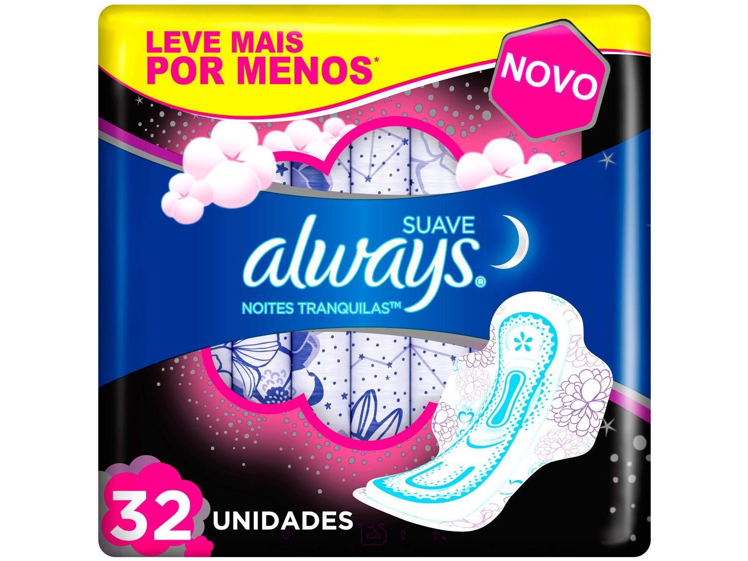 Absorvente Noturno Always Noites Tranquilas - com Abas 32 Unidades