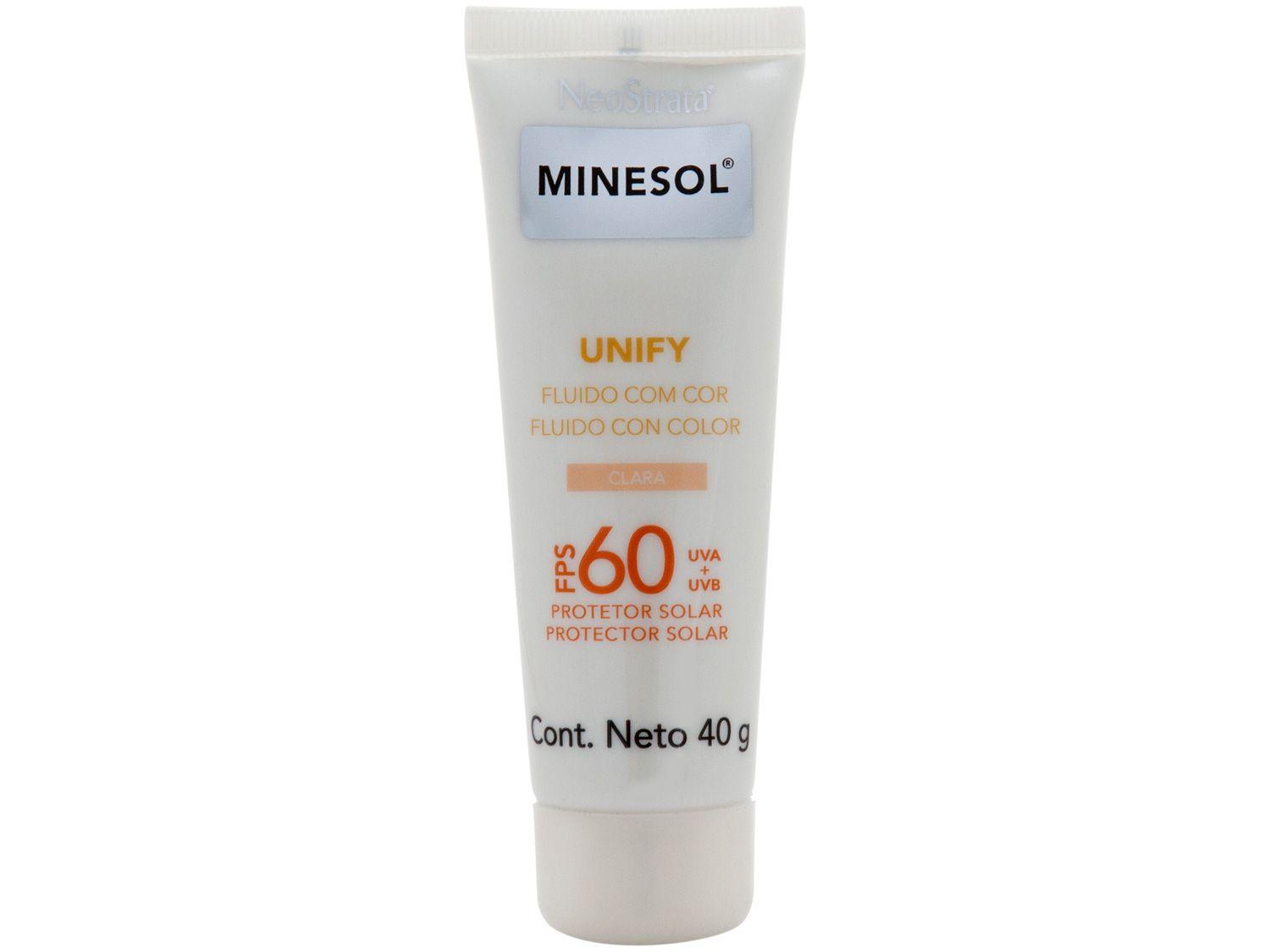 Protetor Solar Facial Minesol FPS 60 Claro Unify - Fluido com Cor 40g