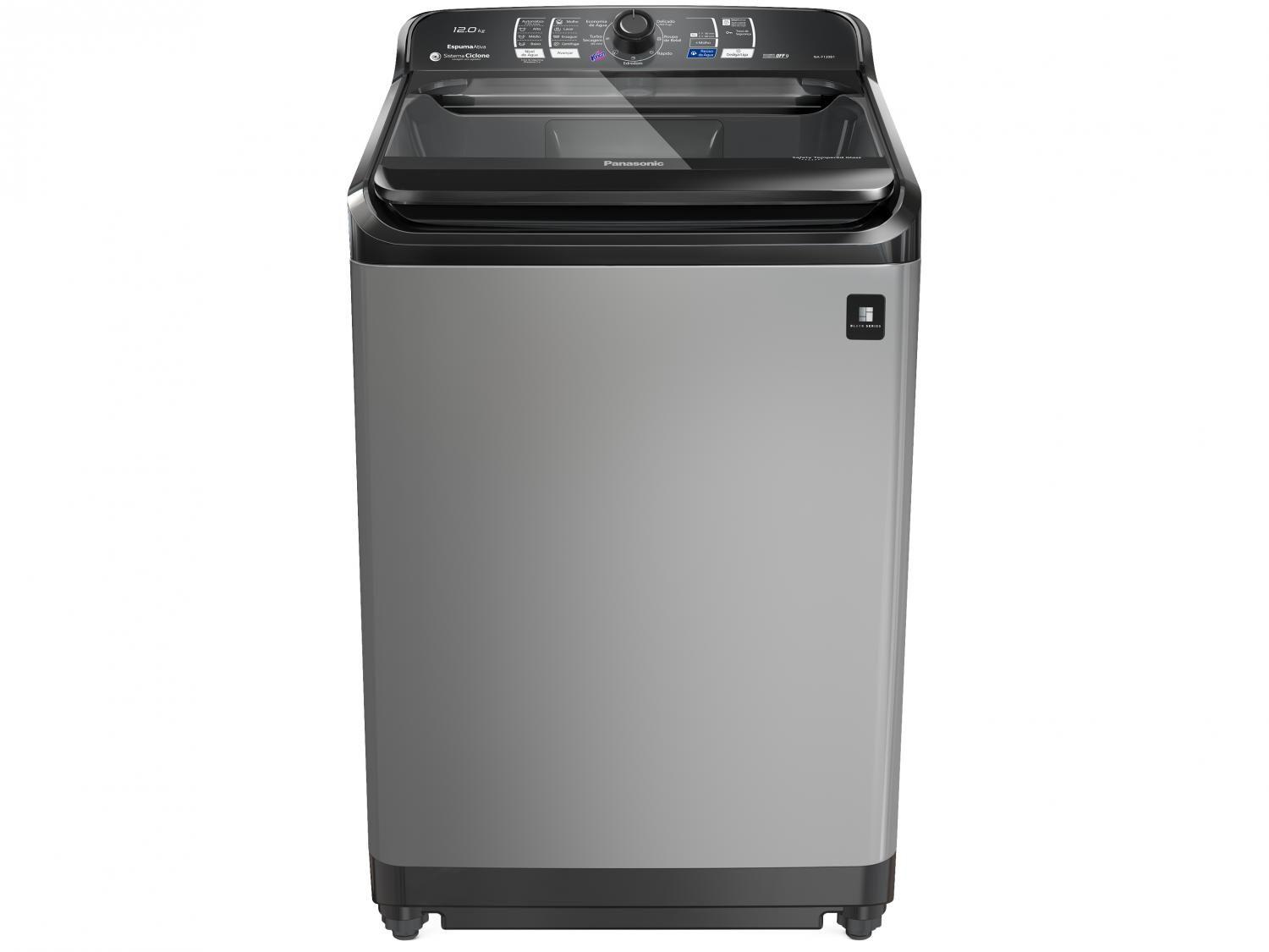 Lavadora de Roupas Panasonic NA-F120B1TA - 12Kg Cesto Inox 8 Programas de Lavagem Titânio