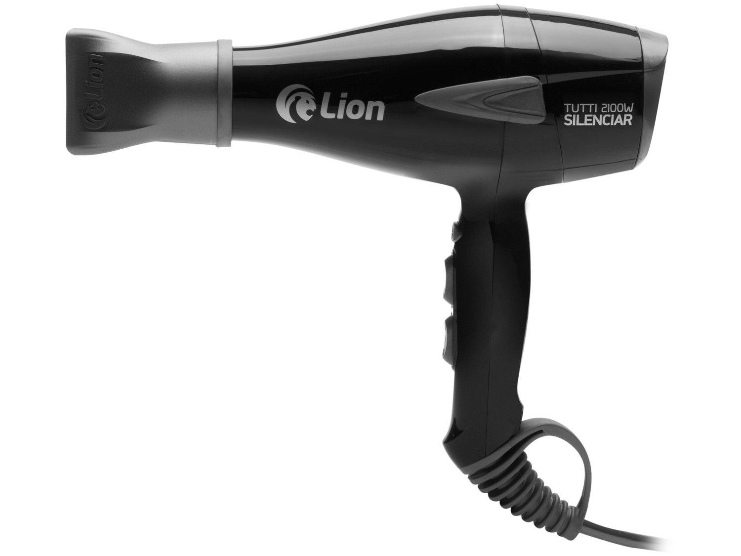 Secador de Cabelo Profissional Lion - Tutti Silenciar Preto e Cinza com Íons 2100W