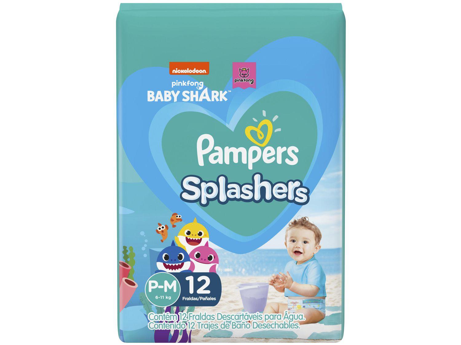 Fralda para Piscina Descartável Pampers Splashers - Baby Shark Tam. P-M 6 a 11kg 12 Unidades