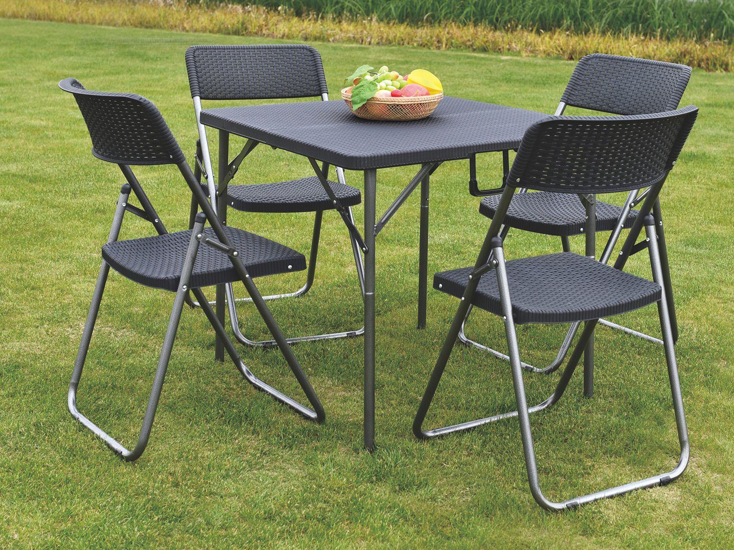 Conjunto de Mesa para Área Externa Tubo de Aço - Dobrável com 4 Cadeiras Nell CJM-PT1