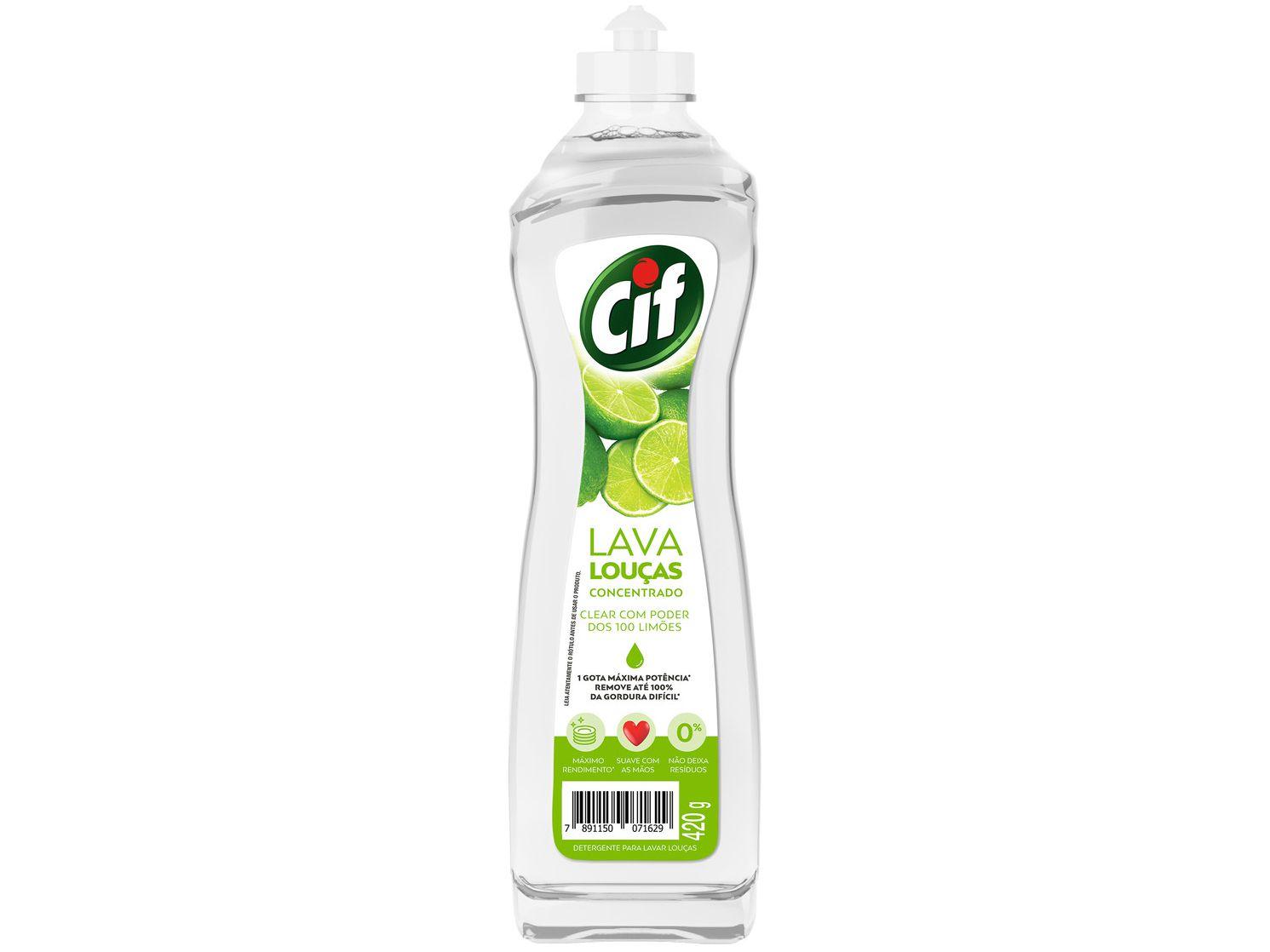 Detergente Líquido Concentrado Lava-Louças Cif - Limão Clear com Poder dos 100 Limões 420g