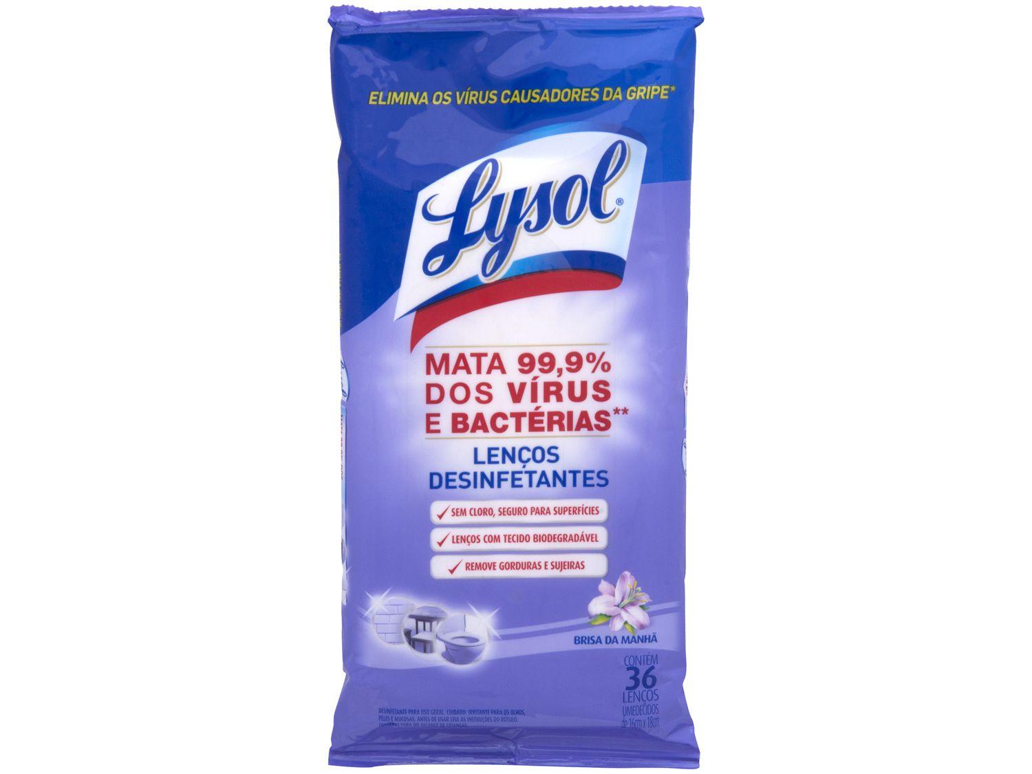 Lenços Desinfetantes Lysol Wipes - Brisa da Manhã 36 Unidades