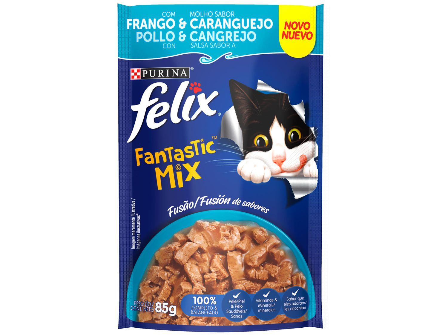 Ração Úmida para Gato Adulto Sachê Felix - Fantastic Mix Frango e Caranguejo 85g