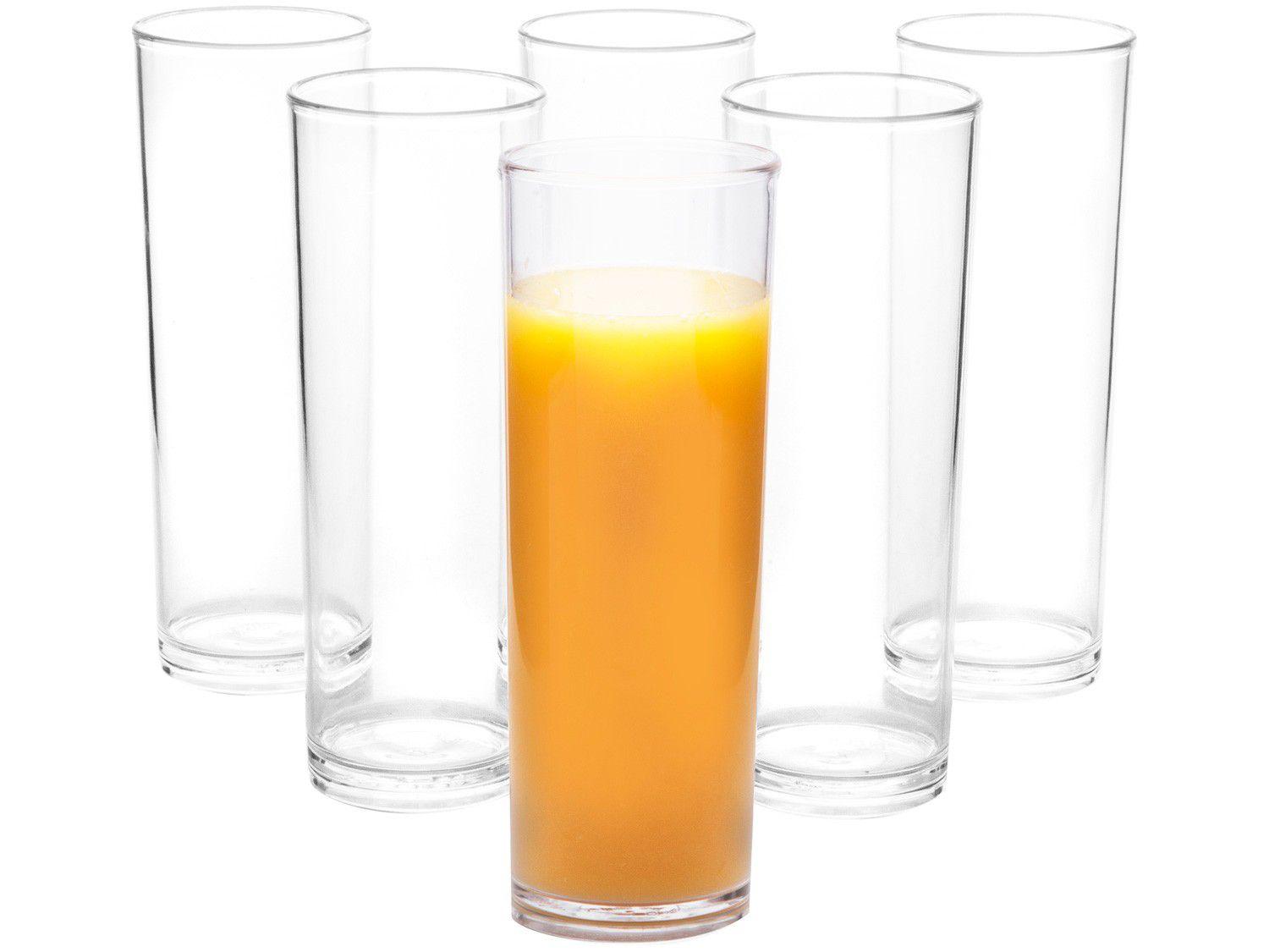 Jogo de Copos Transparente 300ml 6 Peças - VemPlast Salut Slim Long Drink