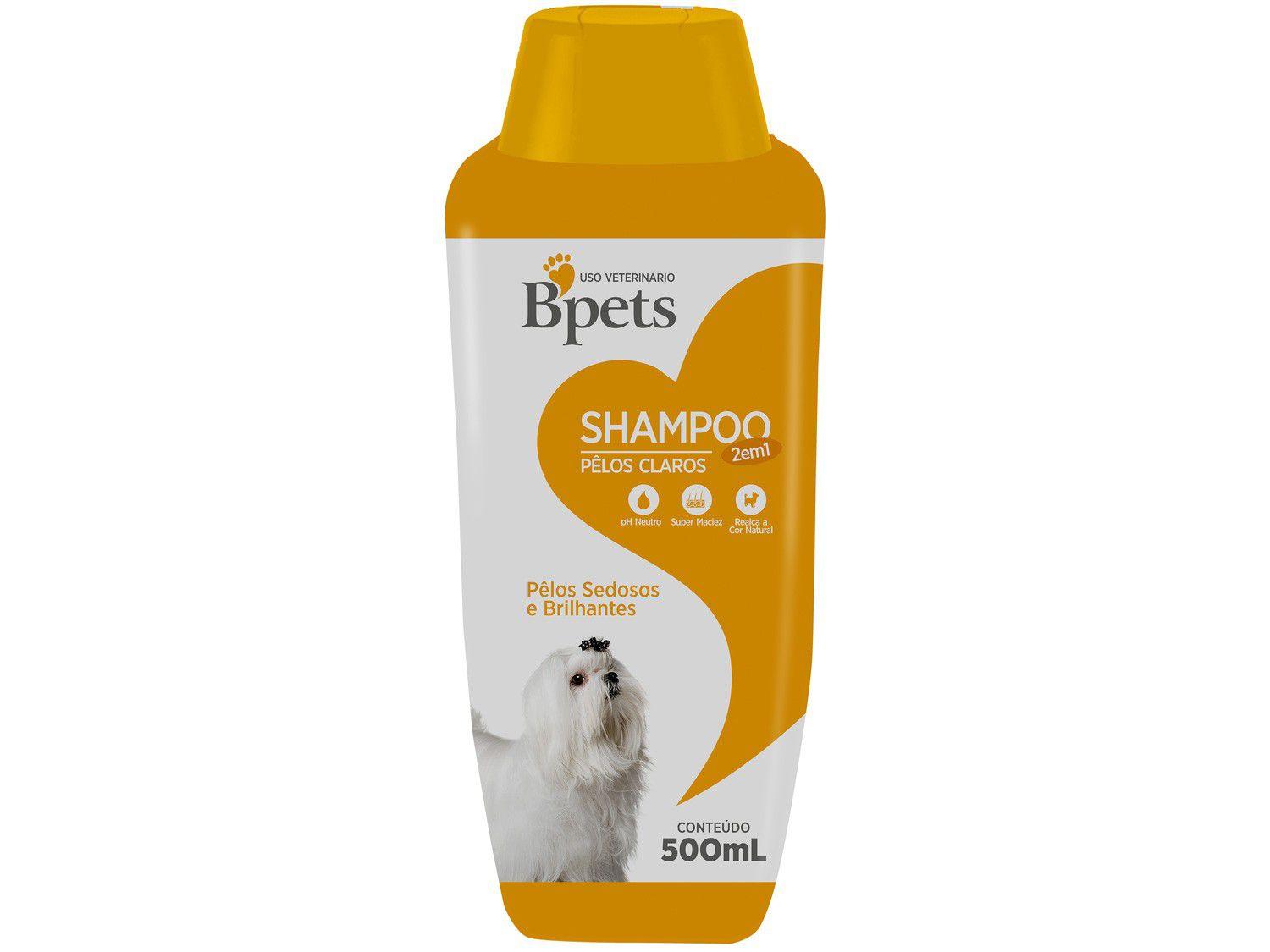 Shampoo Cachorro e Gato Bpets Pelos Claros 2 em 1 - 500ml