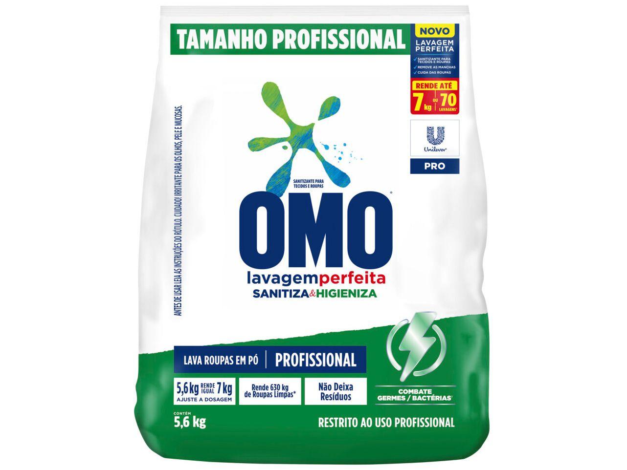 Sabão em Pó Concentrado Omo Lavagem Perfeita - Sanitiza e Higieniza Profissional 5,6kg